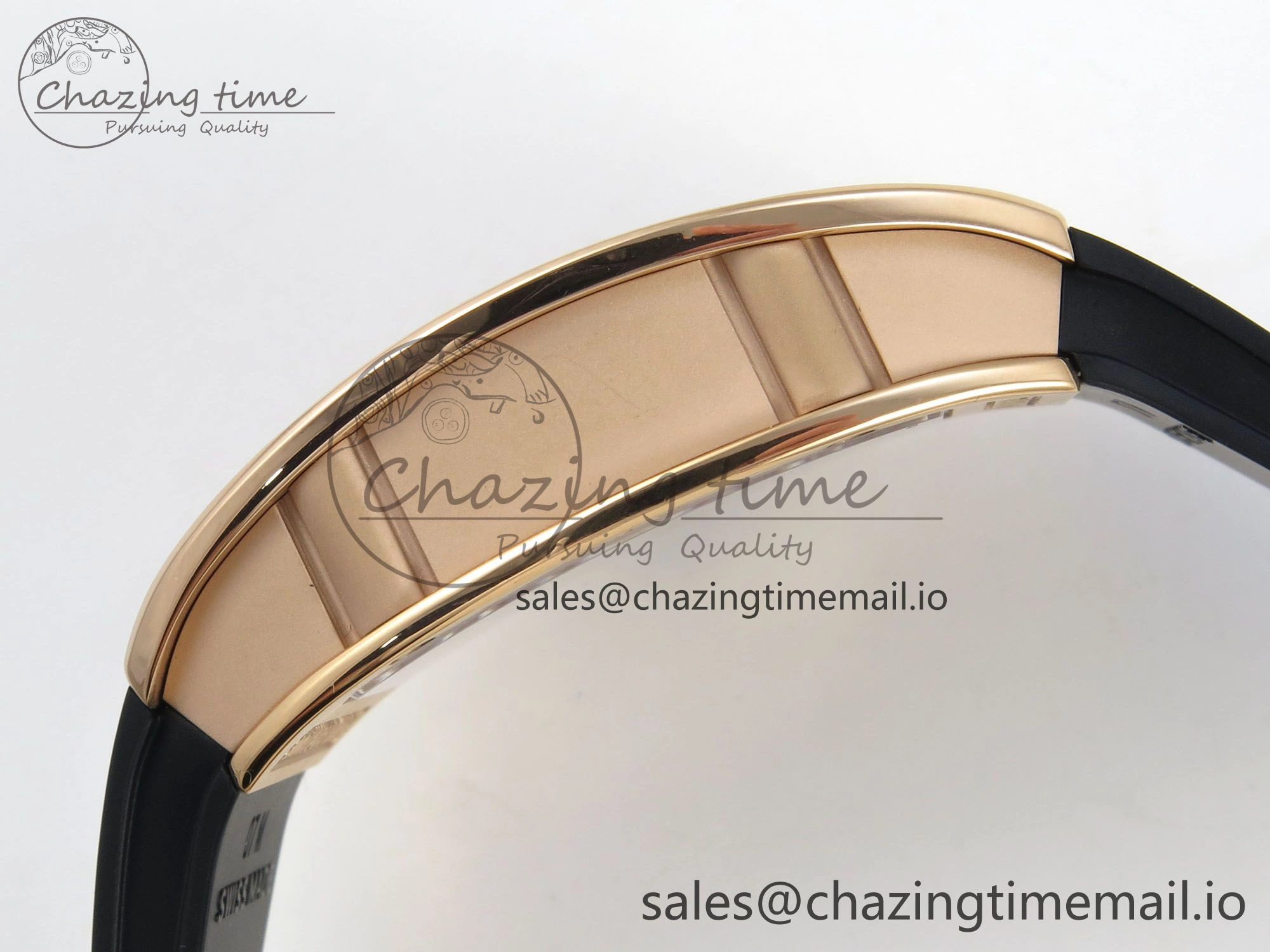 RM07 Ladies RG Diamonds Bezel ZF 1:1 Best Edition Black Diamonds Skeleton Dial on Black Rubber Strap CRMA2 Clone