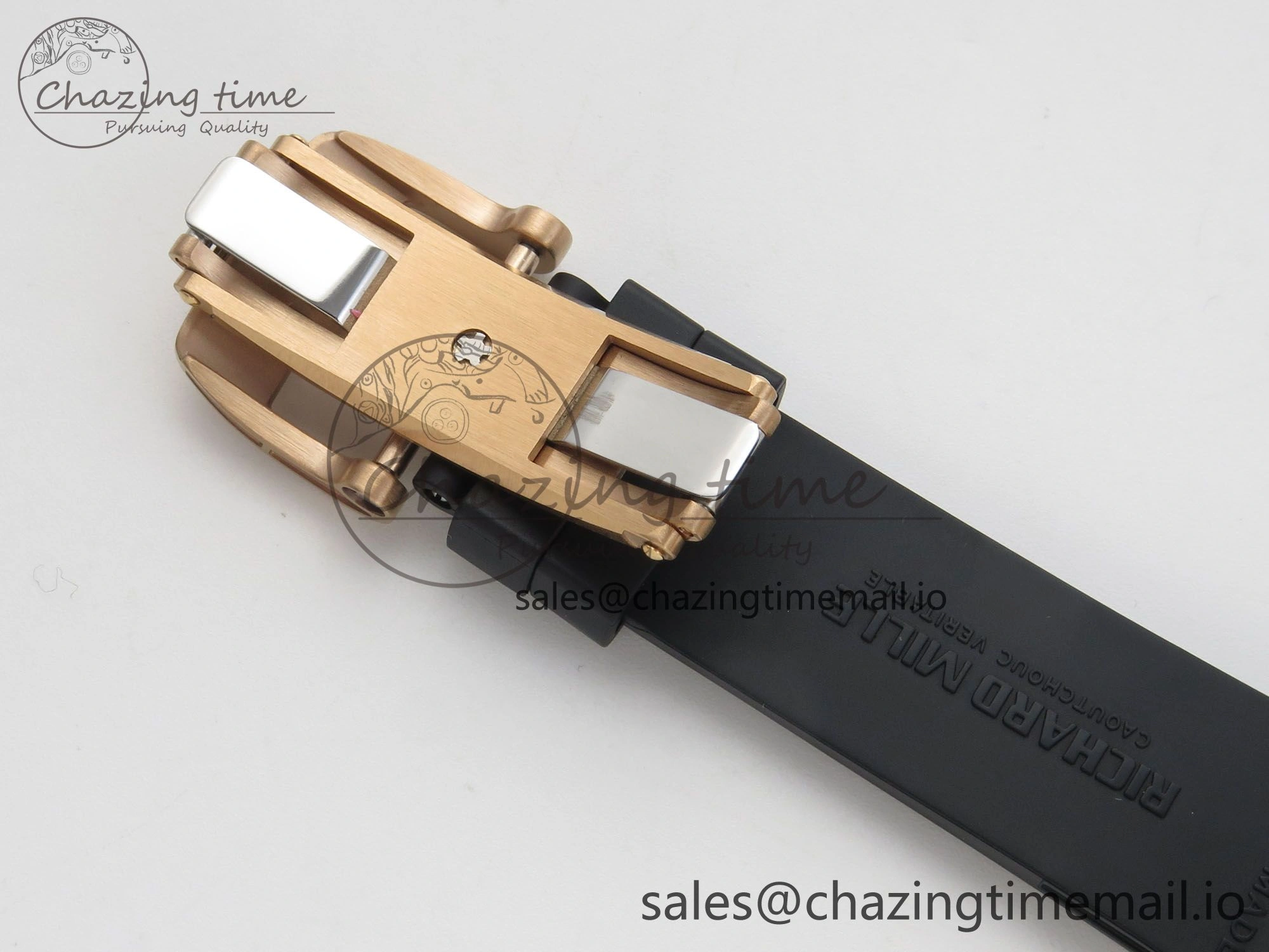 RM07 Ladies RG Diamonds Bezel ZF 1:1 Best Edition Black Diamonds Skeleton Dial on Black Rubber Strap CRMA2 Clone