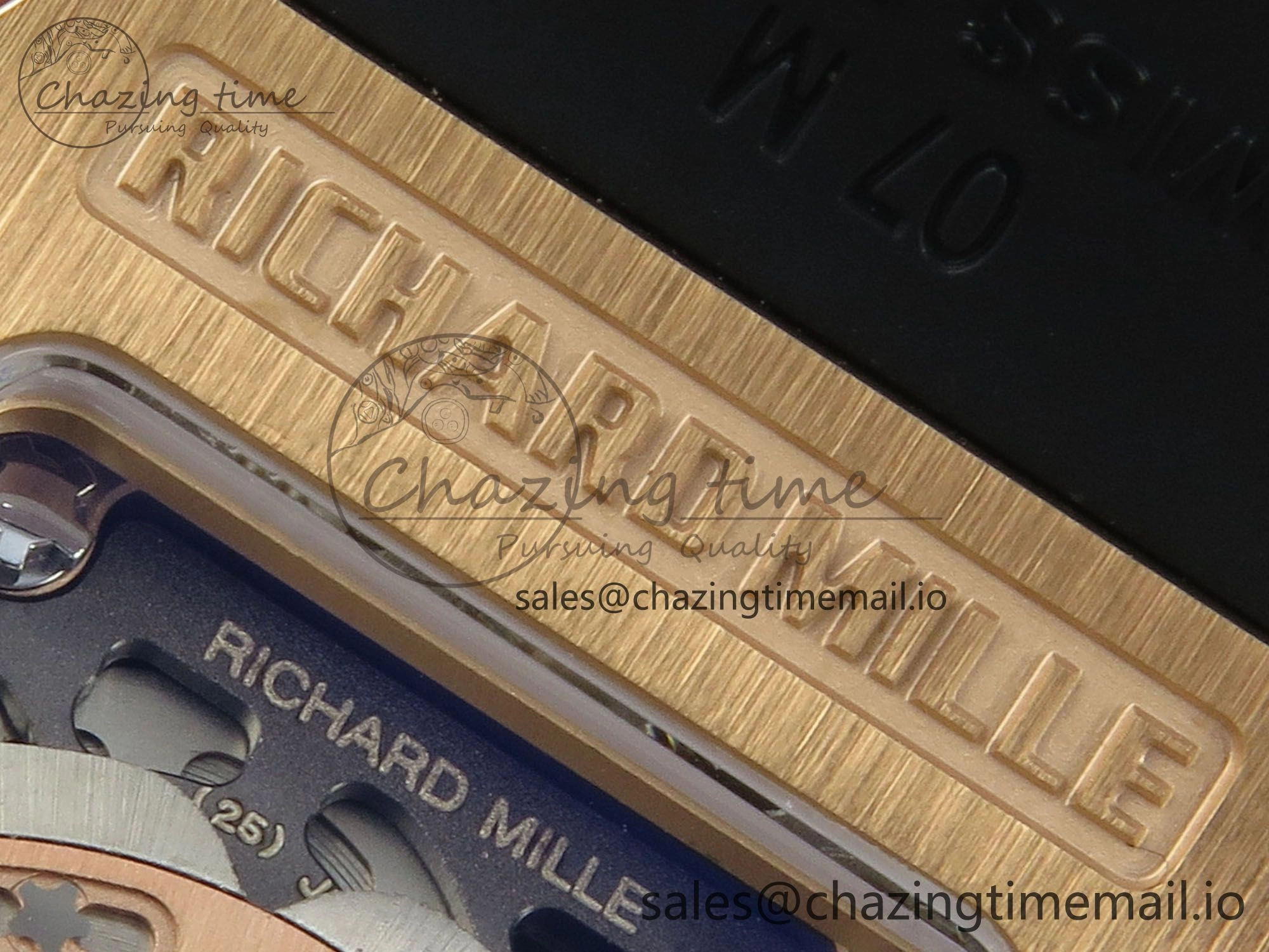 RM07 Ladies RG Diamonds Bezel ZF 1:1 Best Edition Black Diamonds Skeleton Dial on Black Rubber Strap CRMA2 Clone