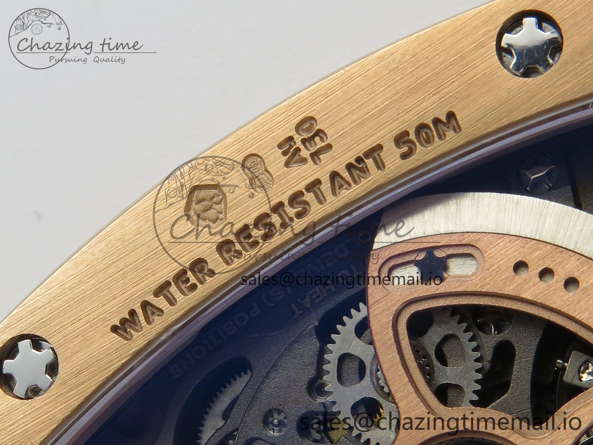 RM07 Ladies RG Diamonds Bezel ZF 1:1 Best Edition Black Diamonds Skeleton Dial on Black Rubber Strap CRMA2 Clone