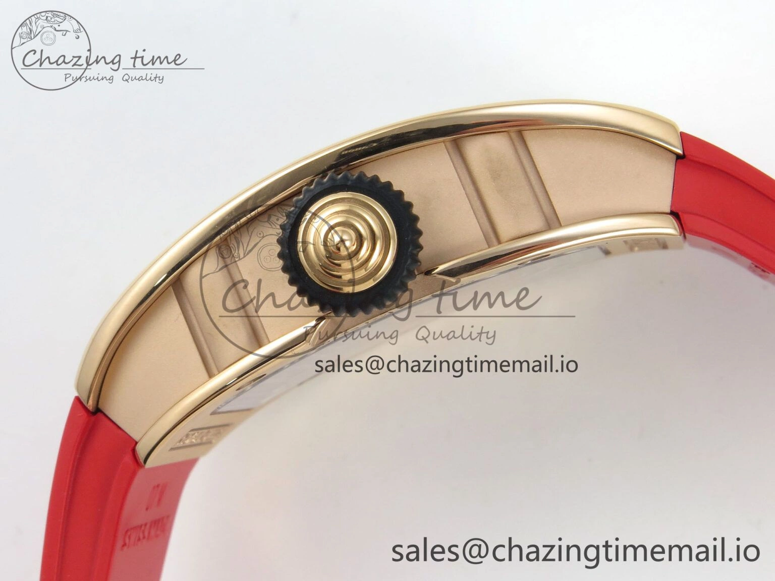 RM07 Ladies RG Diamonds Bezel ZF 1:1 Best Edition Red Diamonds Skeleton Dial on Red Rubber Strap CRMA2 Clone