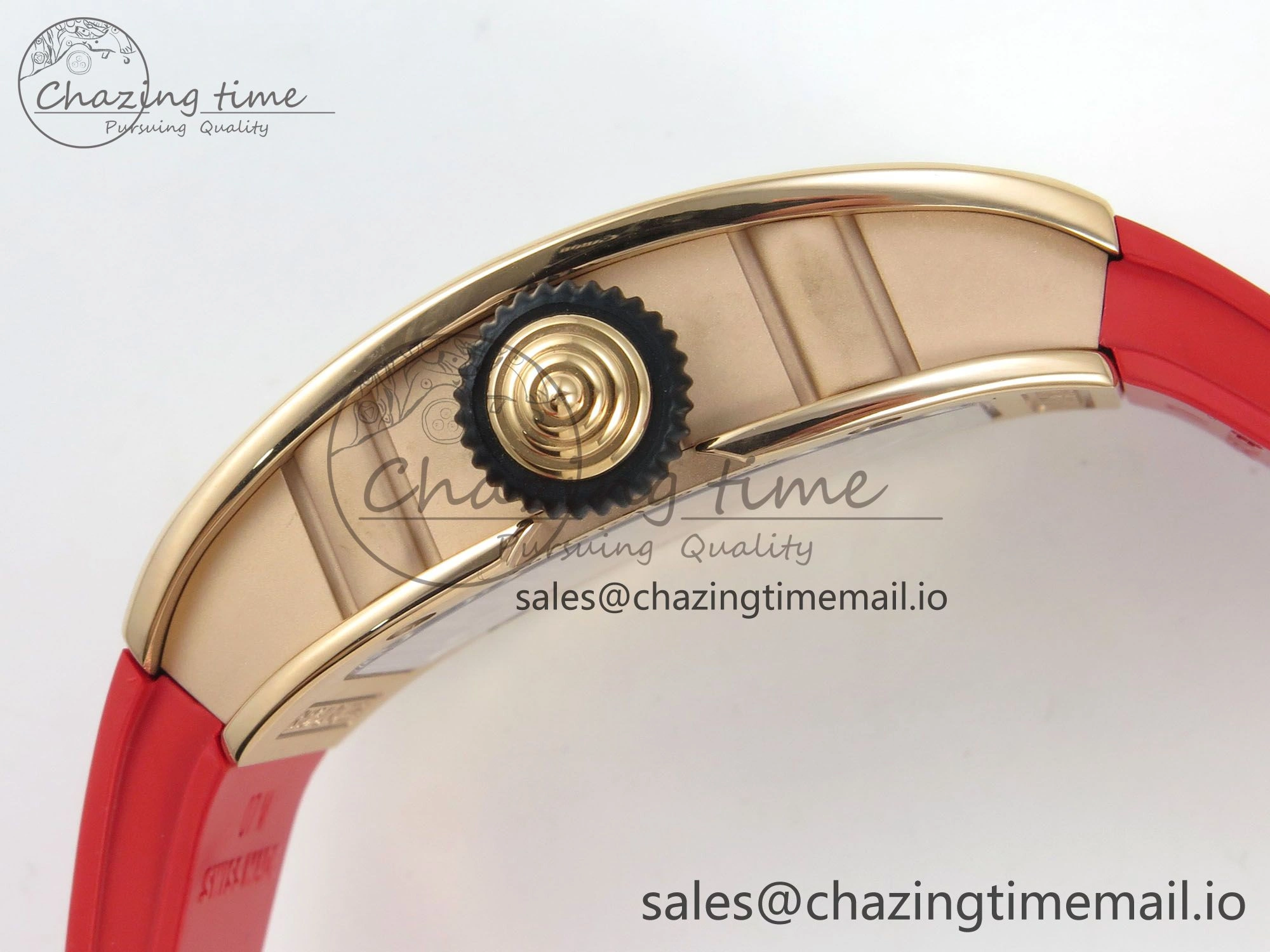 RM07 Ladies RG Diamonds Bezel ZF 1:1 Best Edition Red Diamonds Skeleton Dial on Red Rubber Strap CRMA2 Clone