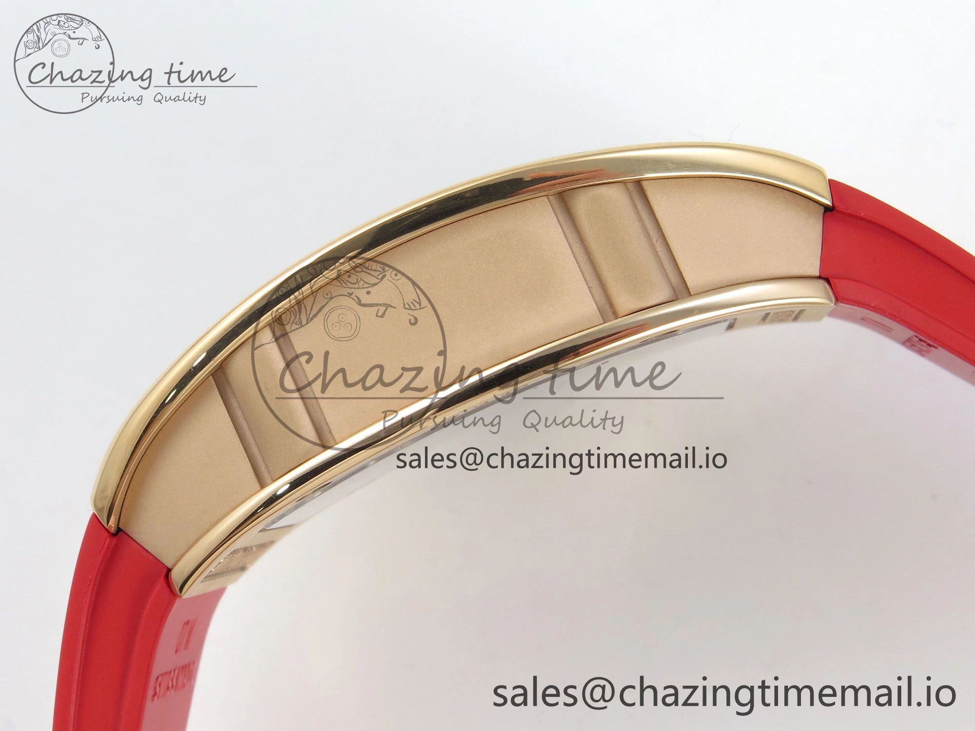 RM07 Ladies RG Diamonds Bezel ZF 1:1 Best Edition Red Diamonds Skeleton Dial on Red Rubber Strap CRMA2 Clone