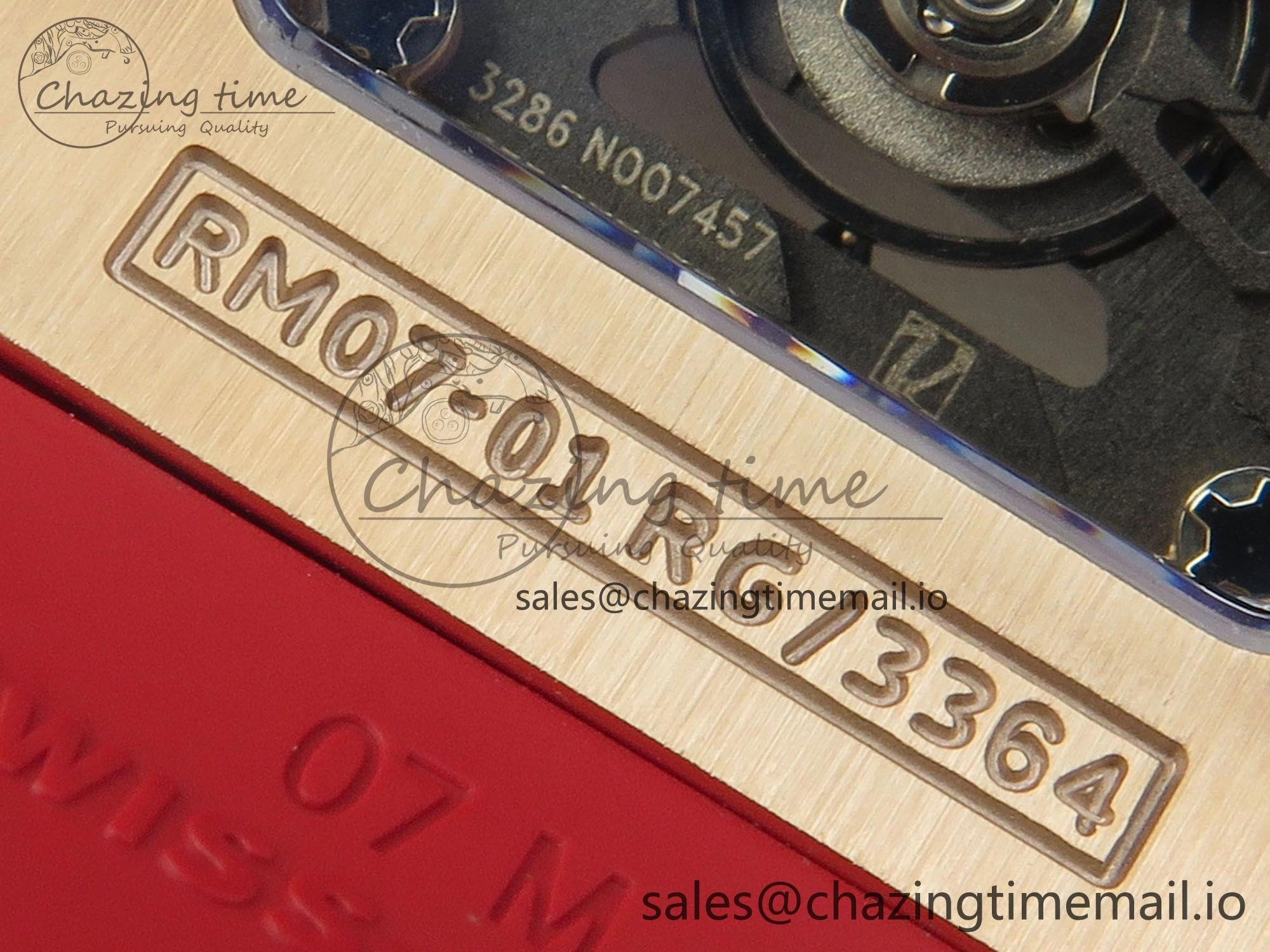 RM07 Ladies RG Diamonds Bezel ZF 1:1 Best Edition Red Diamonds Skeleton Dial on Red Rubber Strap CRMA2 Clone