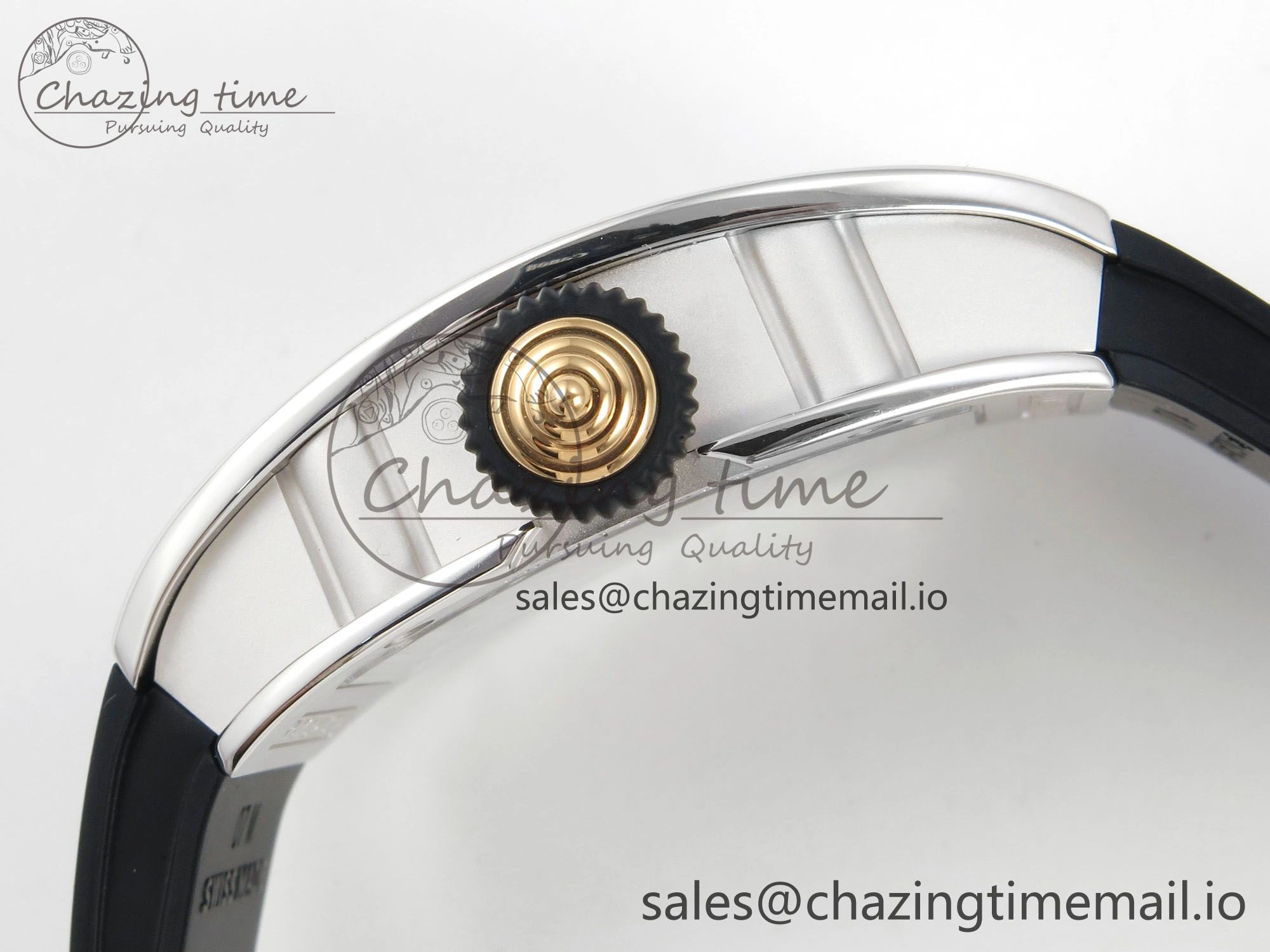 RM07 Ladies SS Diamonds Bezel ZF 1:1 Best Edition Black Diamonds Skeleton Dial on Black Rubber Strap CRMA2 Clone
