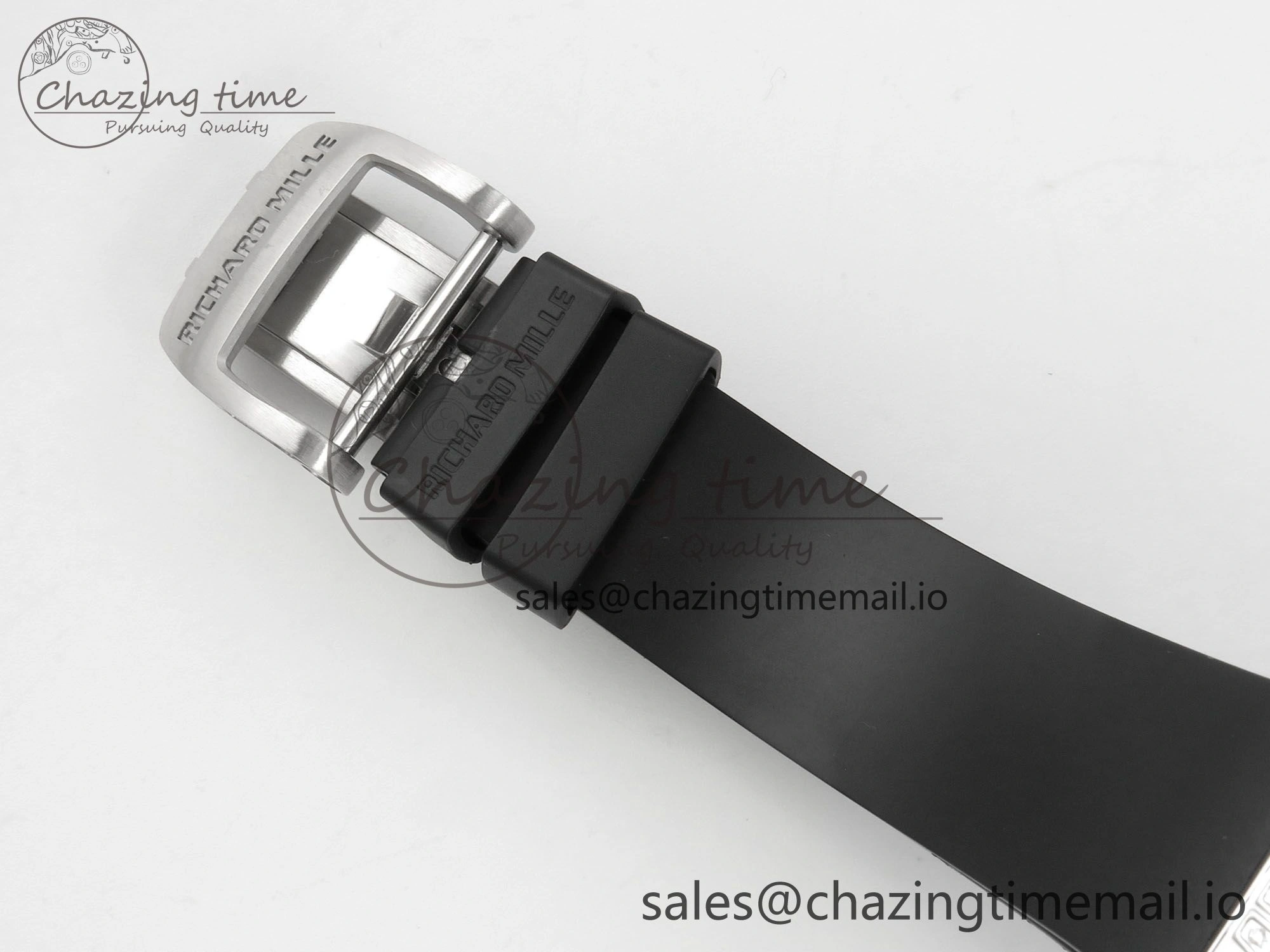 RM07 Ladies SS Diamonds Bezel ZF 1:1 Best Edition Black Diamonds Skeleton Dial on Black Rubber Strap CRMA2 Clone