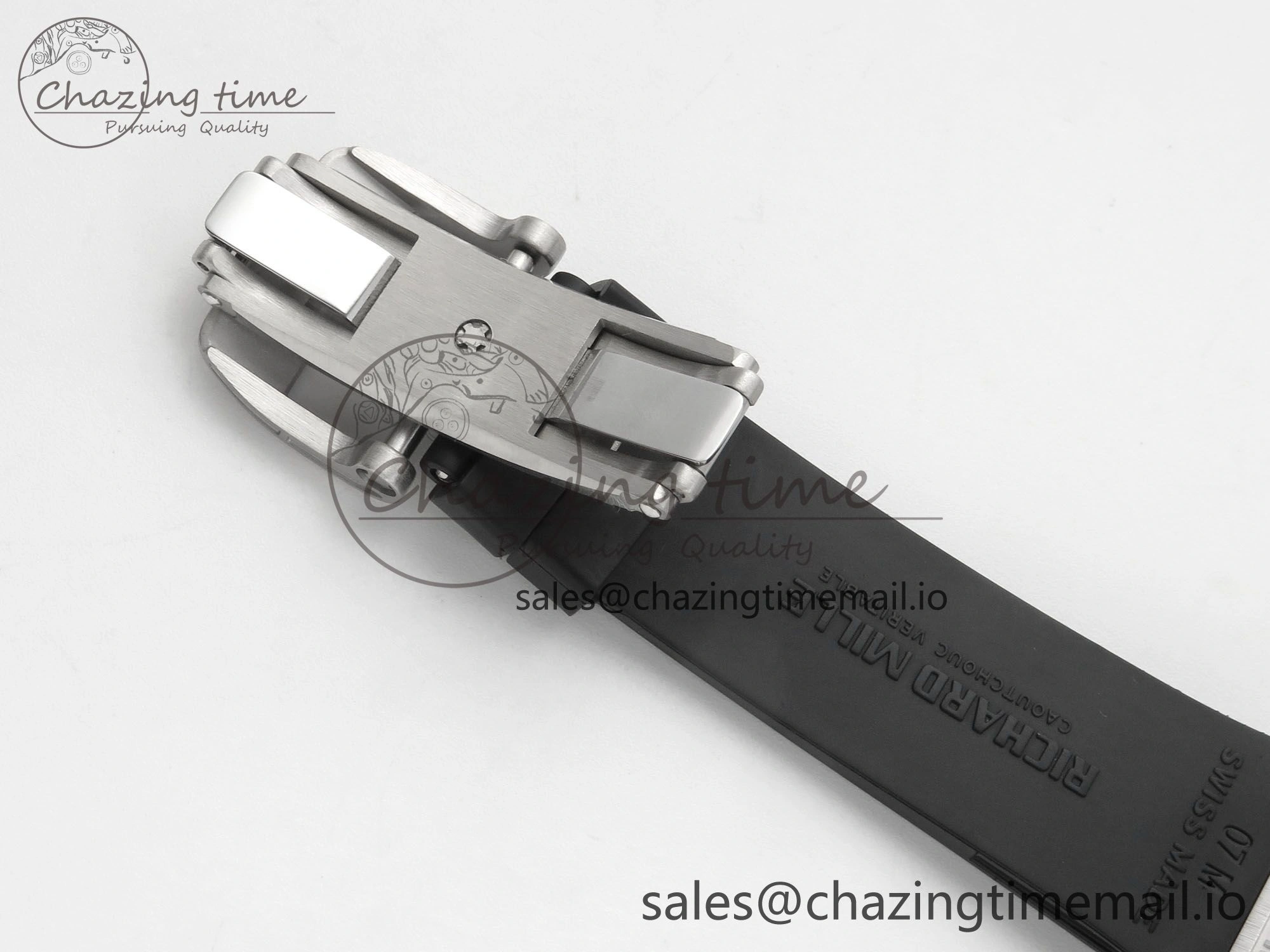 RM07 Ladies SS Diamonds Bezel ZF 1:1 Best Edition Black Diamonds Skeleton Dial on Black Rubber Strap CRMA2 Clone