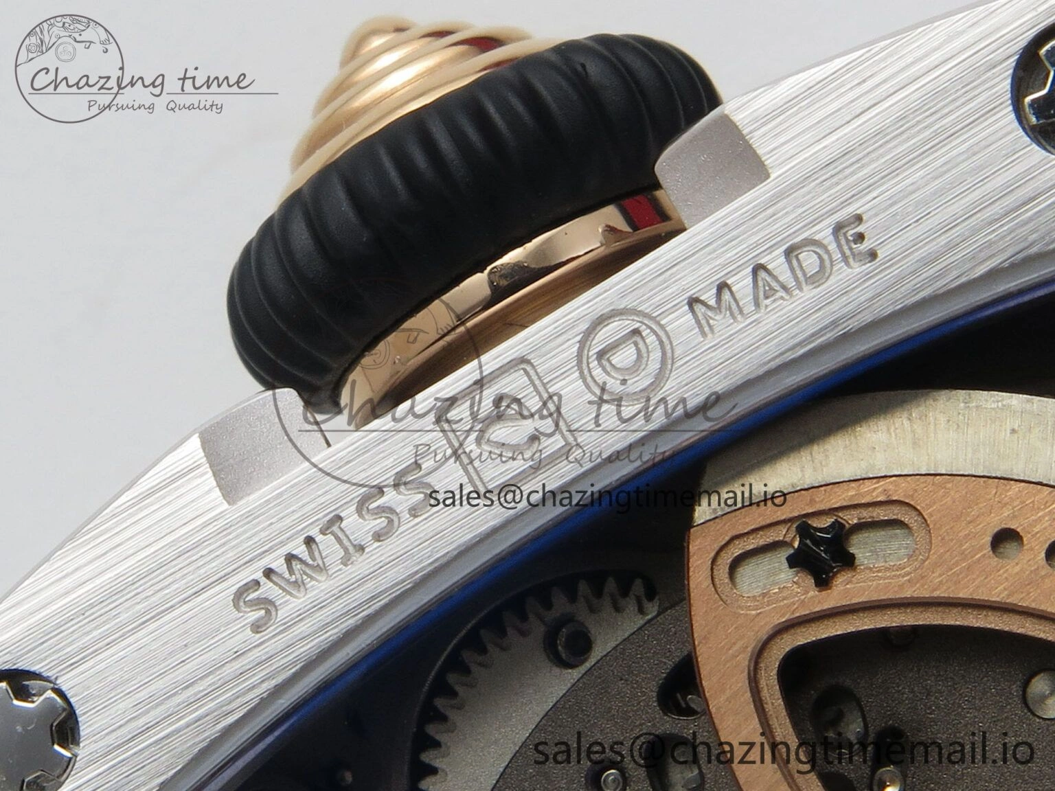 RM07 Ladies SS Diamonds Bezel ZF 1:1 Best Edition Black Diamonds Skeleton Dial on Black Rubber Strap CRMA2 Clone