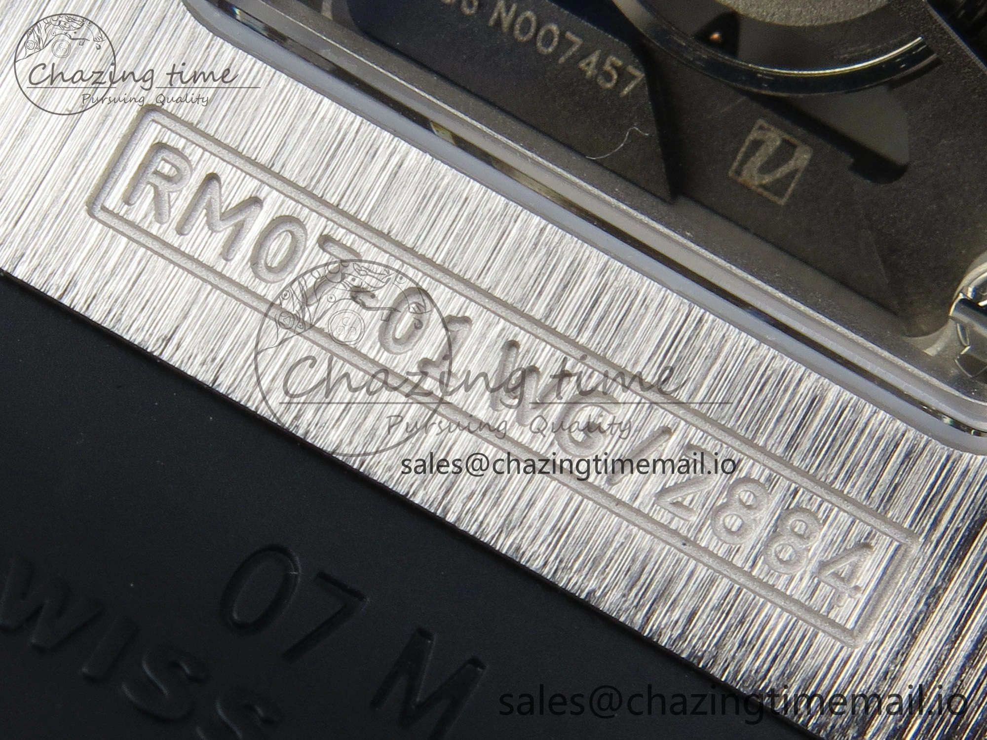 RM07 Ladies SS Diamonds Bezel ZF 1:1 Best Edition Black Diamonds Skeleton Dial on Black Rubber Strap CRMA2 Clone