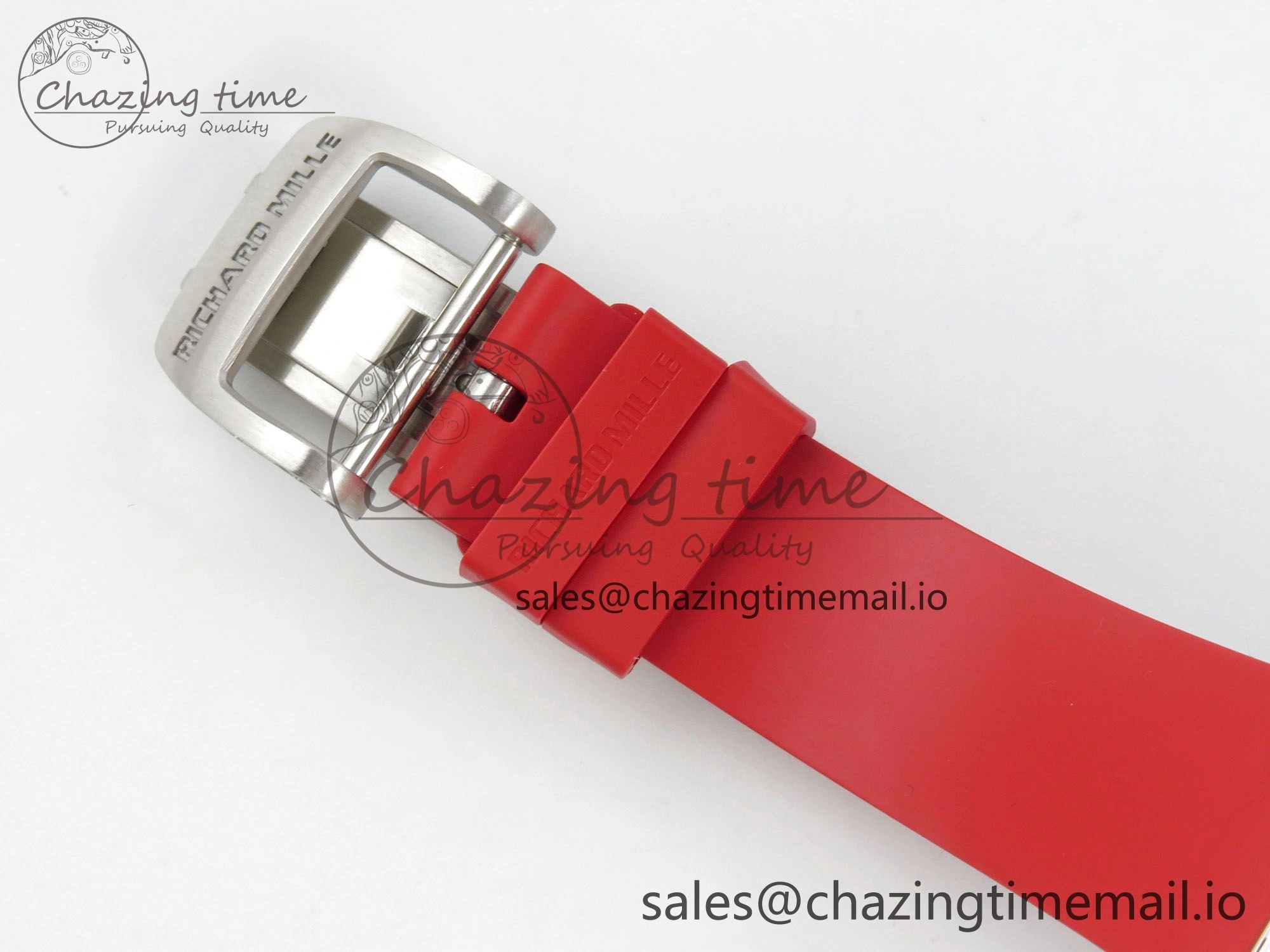 RM07 Ladies SS Diamonds Bezel ZF 1:1 Best Edition Red Diamonds Skeleton Dial on Red Rubber Strap CRMA2 Clone