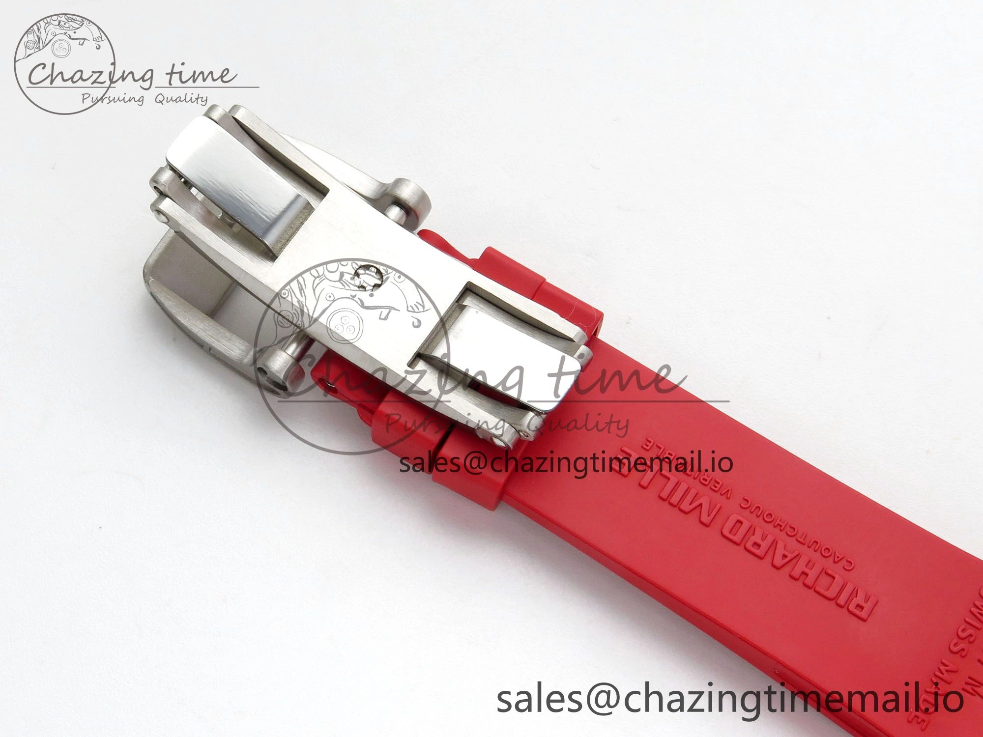 RM07 Ladies SS Diamonds Bezel ZF 1:1 Best Edition Red Diamonds Skeleton Dial on Red Rubber Strap CRMA2 Clone