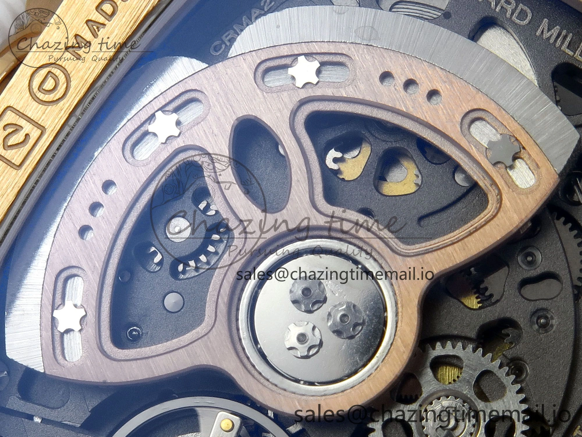 RM07 Ladies Snow Diamonds RG ZF 1:1 Best Edition Black Dial on Black Rubber Strap CRMA2 Clone