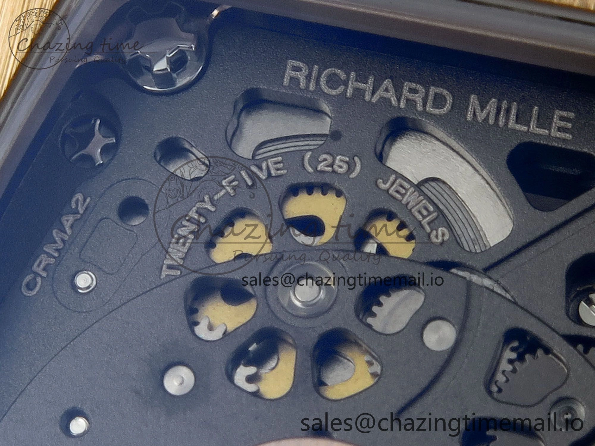 RM07 Ladies Snow Diamonds RG ZF 1:1 Best Edition Black Dial on Black Rubber Strap CRMA2 Clone
