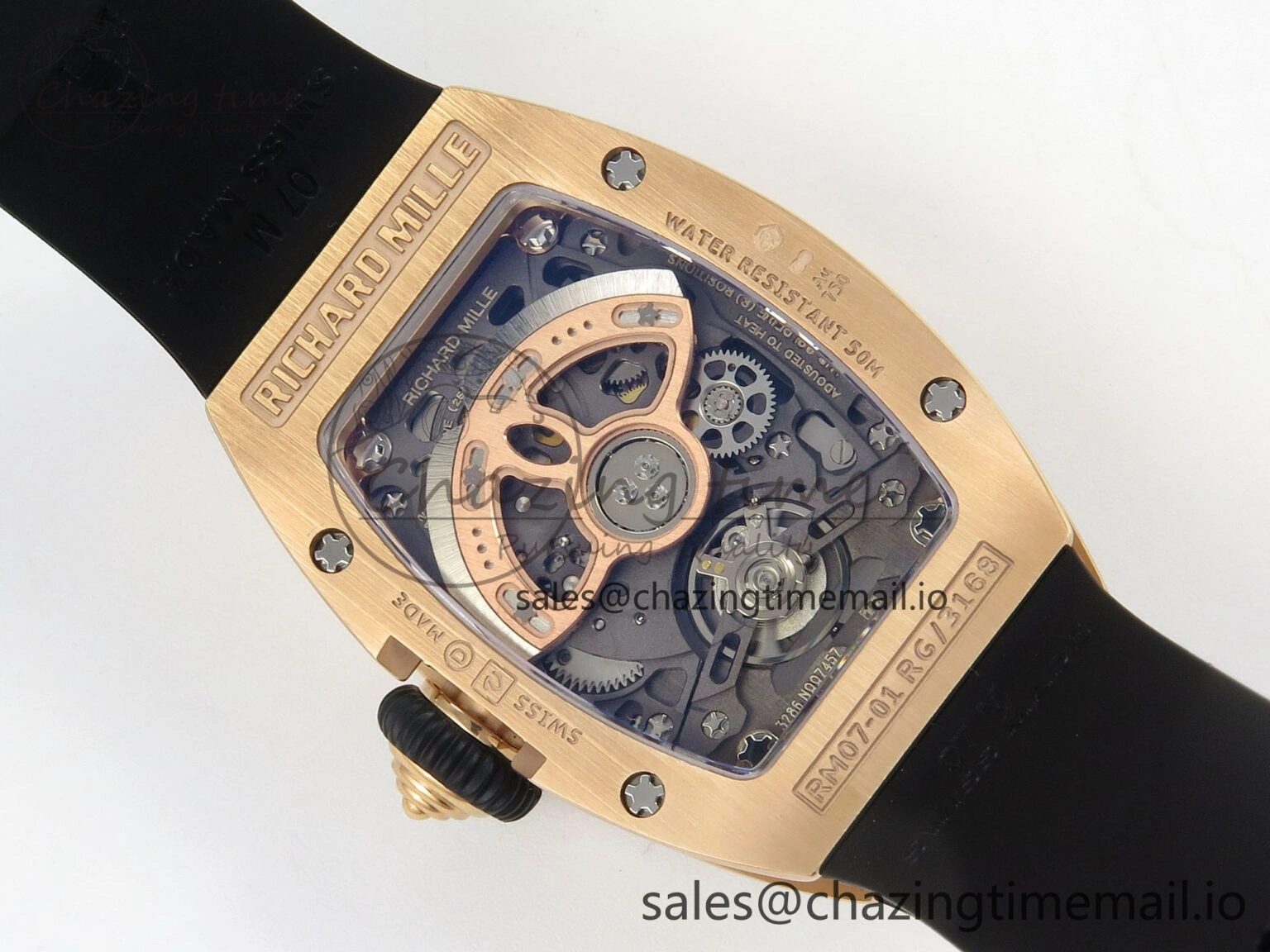RM07 Ladies Snow Diamonds RG ZF 1:1 Best Edition Black Dial on Black Rubber Strap CRMA2 Clone