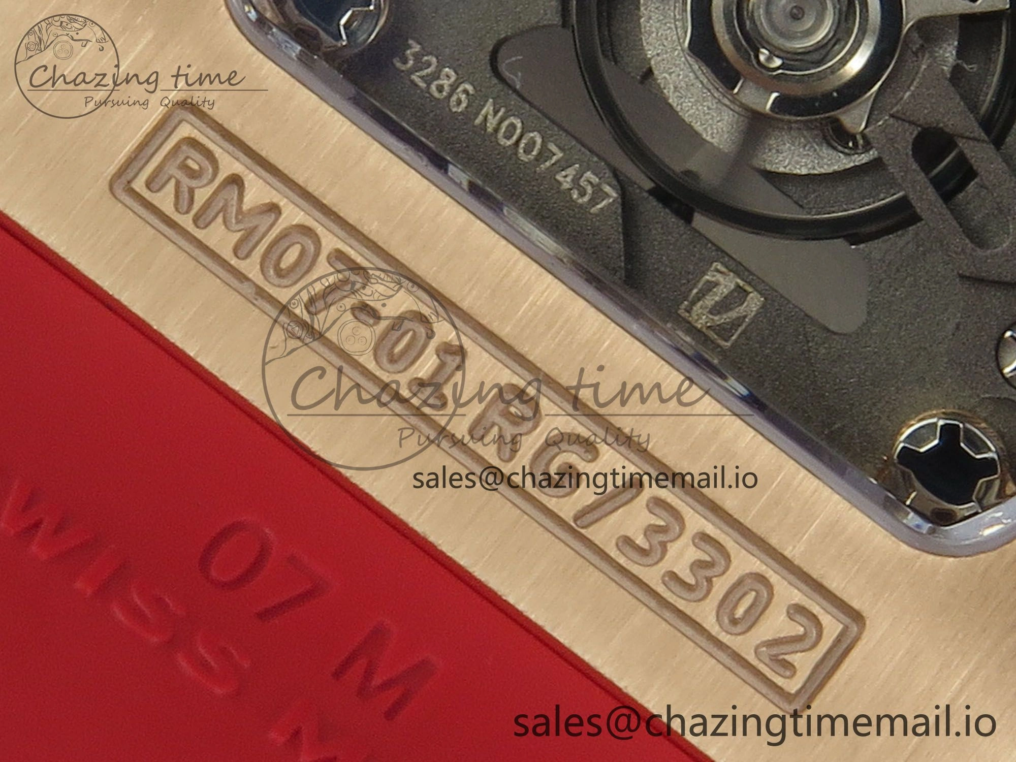 RM07 Ladies Snow Diamonds RG ZF 1:1 Best Edition Red Dial on Red Rubber Strap CRMA2 Clone