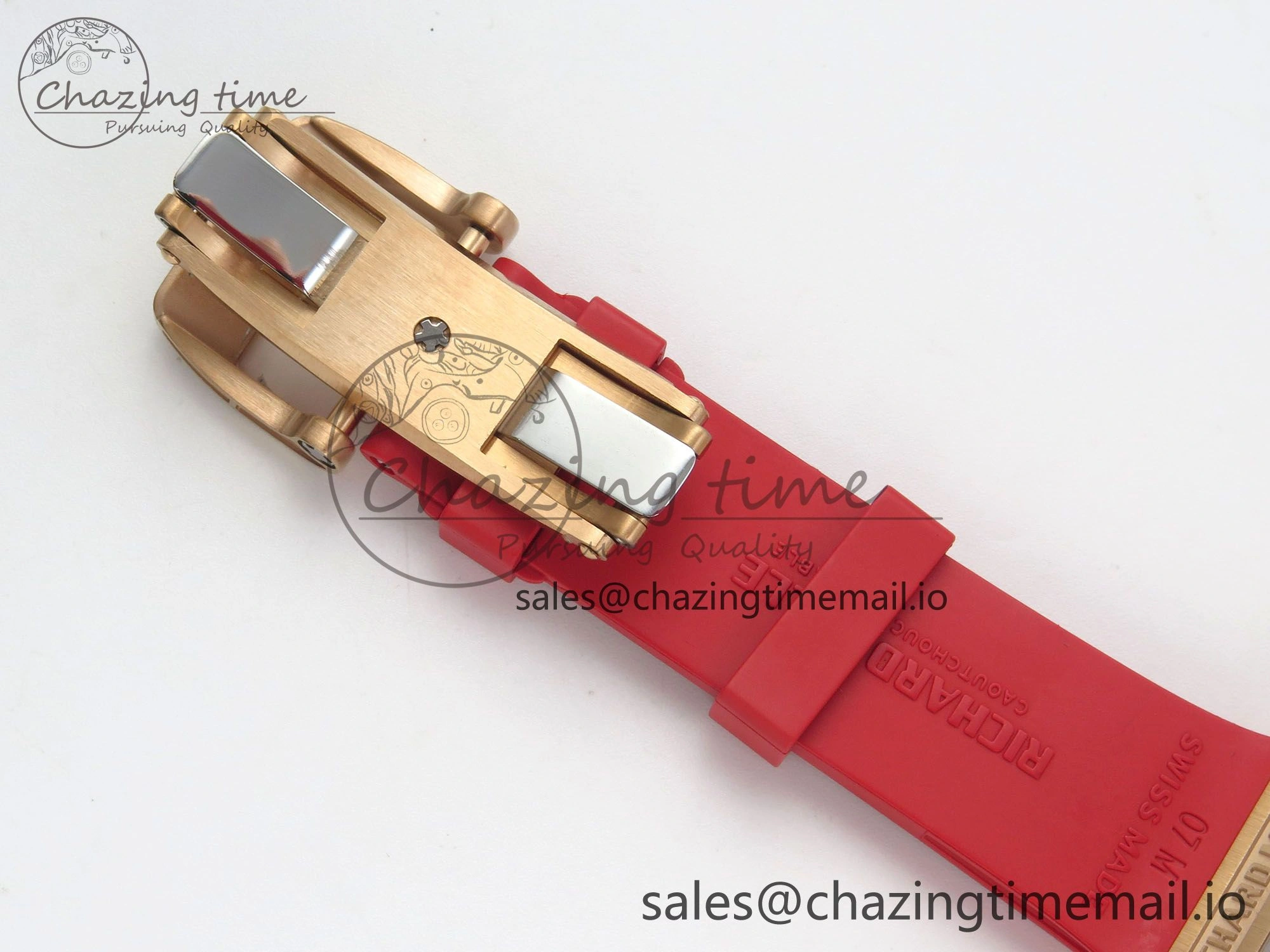 RM07 Ladies Snow Diamonds RG ZF 1:1 Best Edition Red Dial on Red Rubber Strap CRMA2 Clone