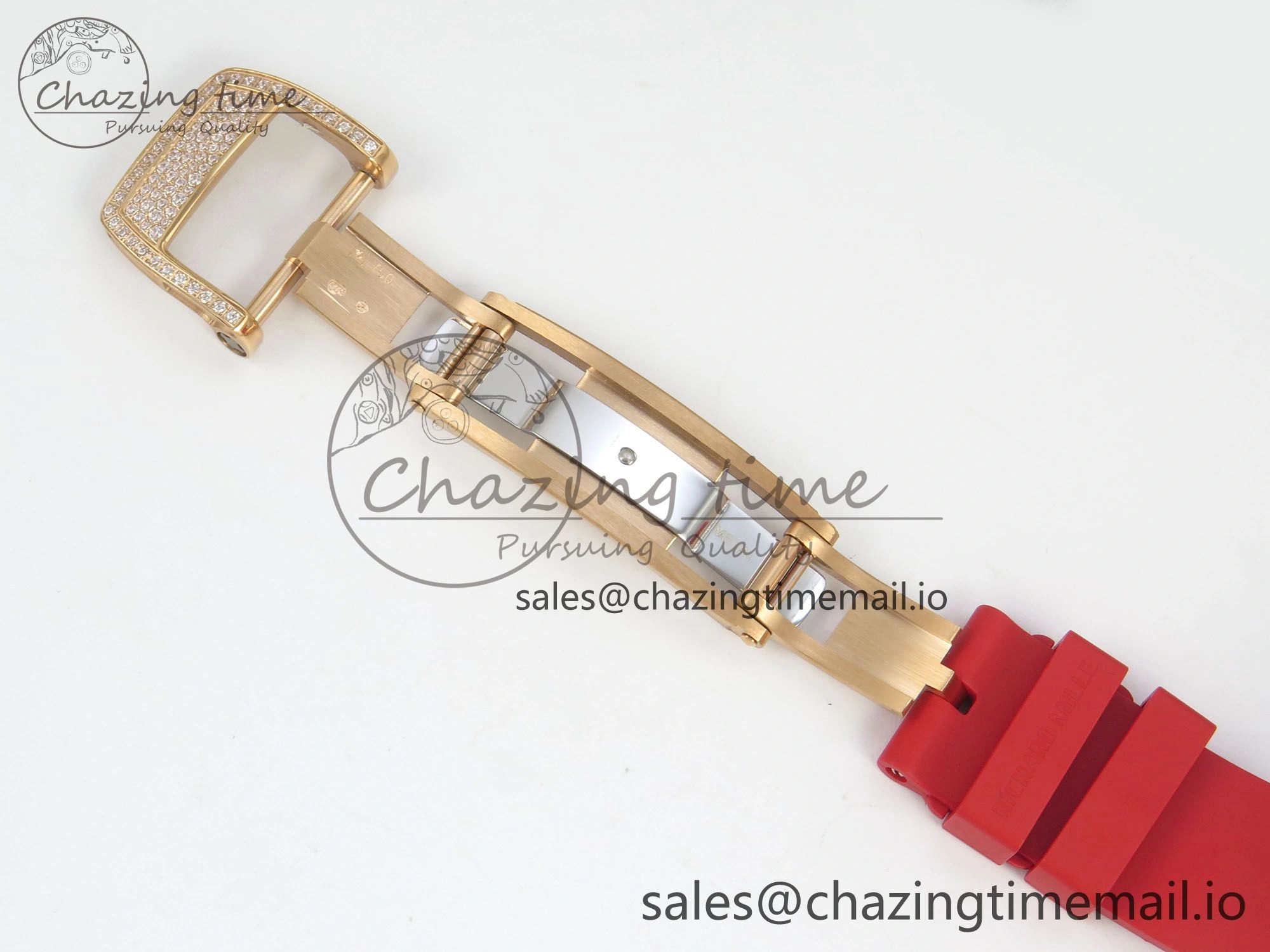RM07 Ladies Snow Diamonds RG ZF 1:1 Best Edition Red Dial on Red Rubber Strap CRMA2 Clone