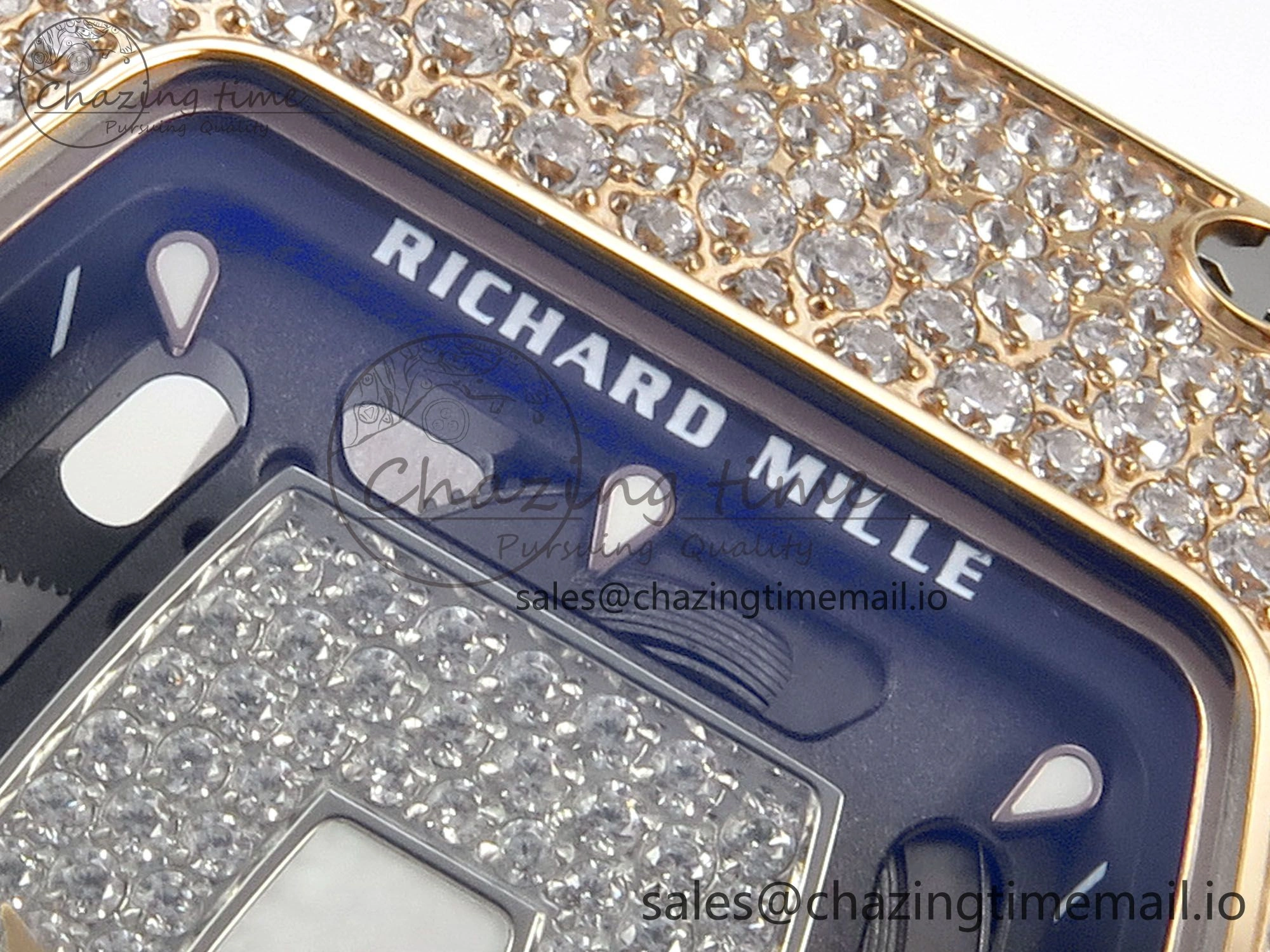 RM07 Ladies Snow Diamonds RG ZF 1:1 Best Edition White Dial on White Rubber Strap CRMA2 Clone