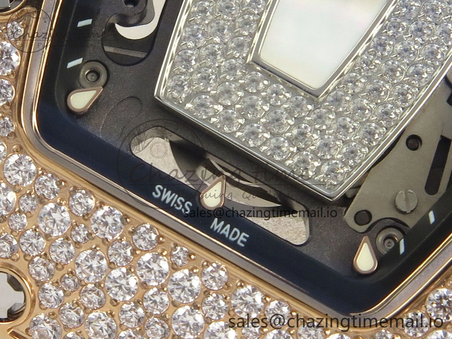 RM07 Ladies Snow Diamonds RG ZF 1:1 Best Edition White Dial on White Rubber Strap CRMA2 Clone