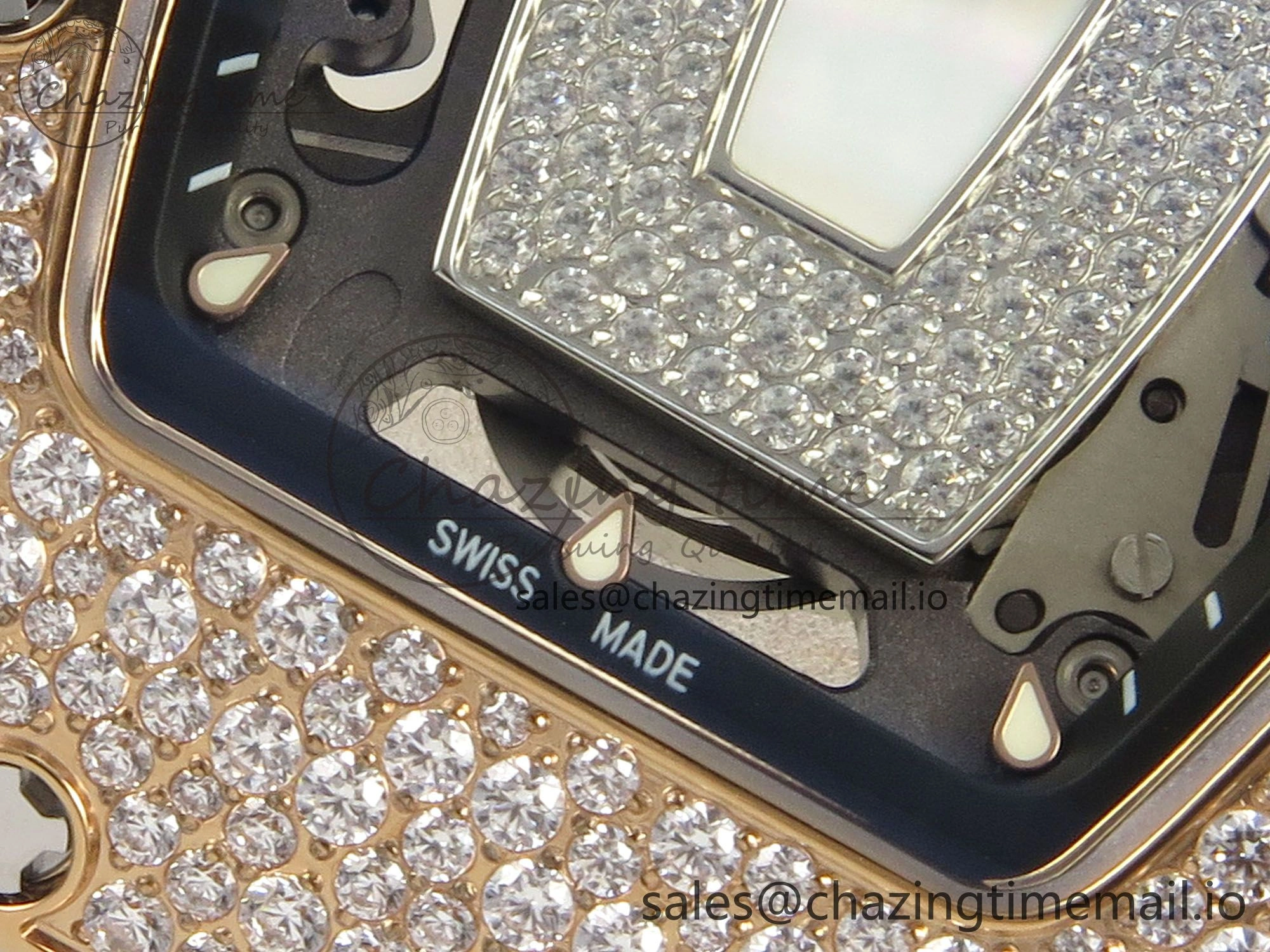 RM07 Ladies Snow Diamonds RG ZF 1:1 Best Edition White Dial on White Rubber Strap CRMA2 Clone