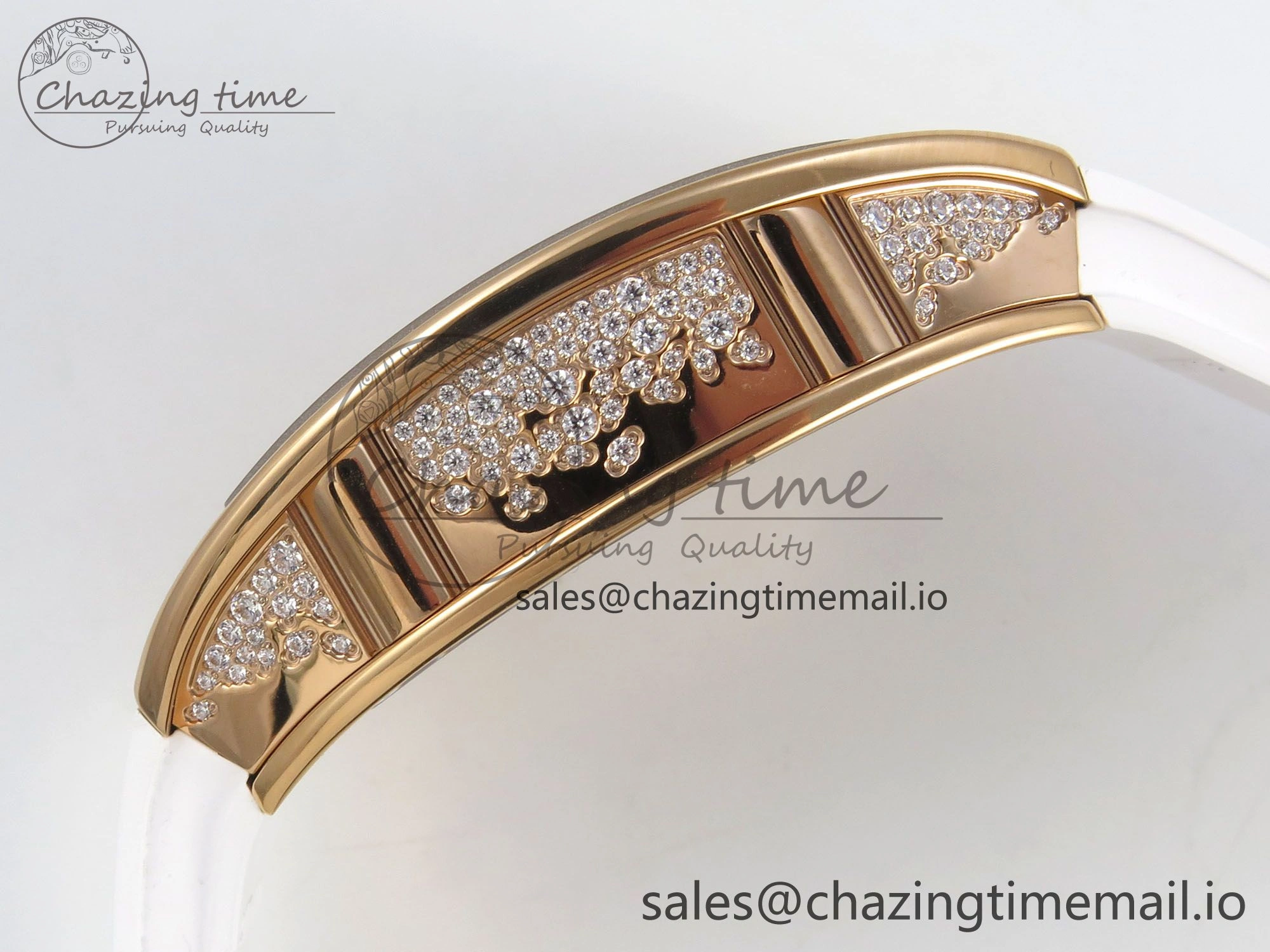RM07 Ladies Snow Diamonds RG ZF 1:1 Best Edition White Dial on White Rubber Strap CRMA2 Clone