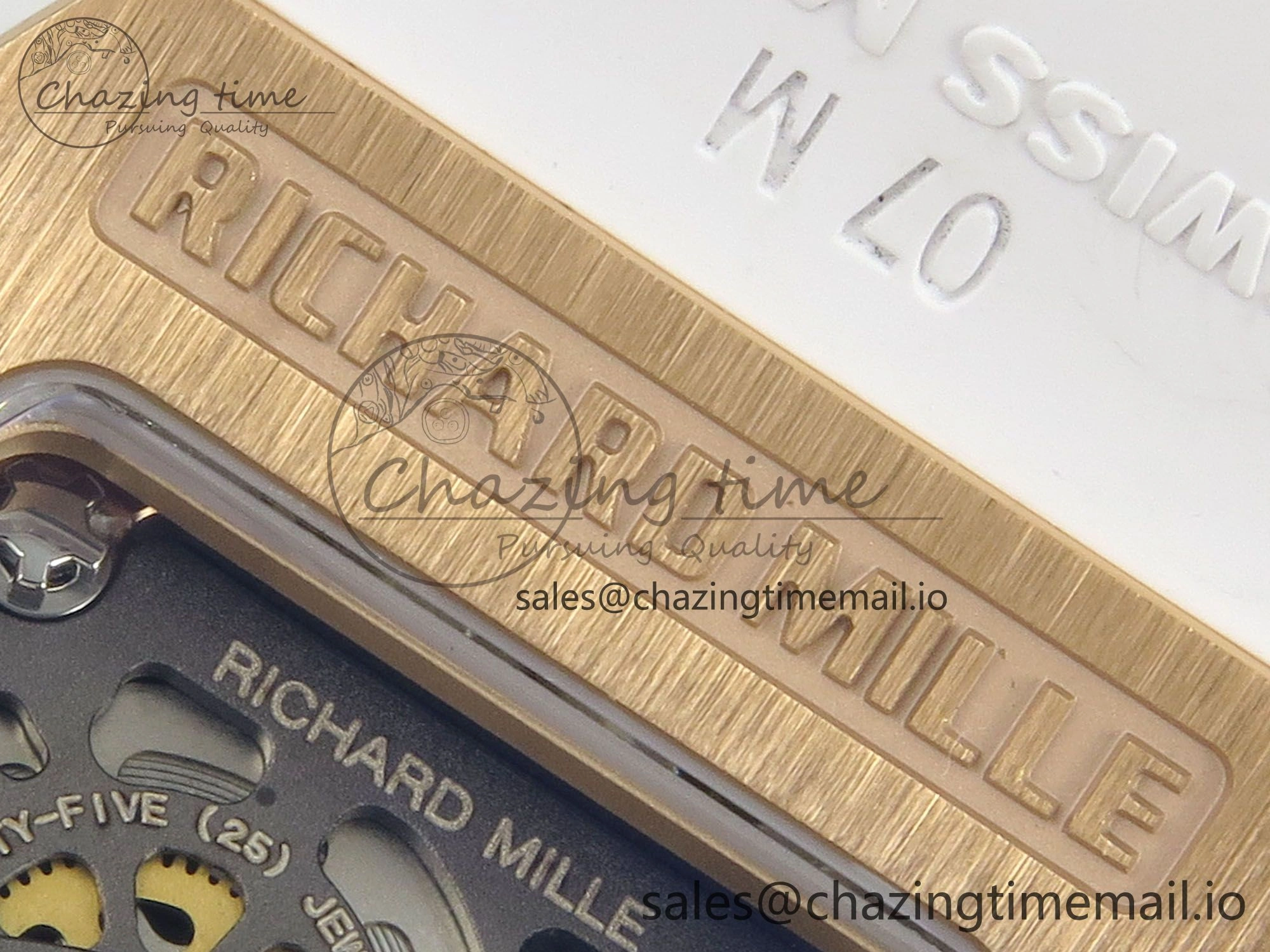 RM07 Ladies Snow Diamonds RG ZF 1:1 Best Edition White Dial on White Rubber Strap CRMA2 Clone