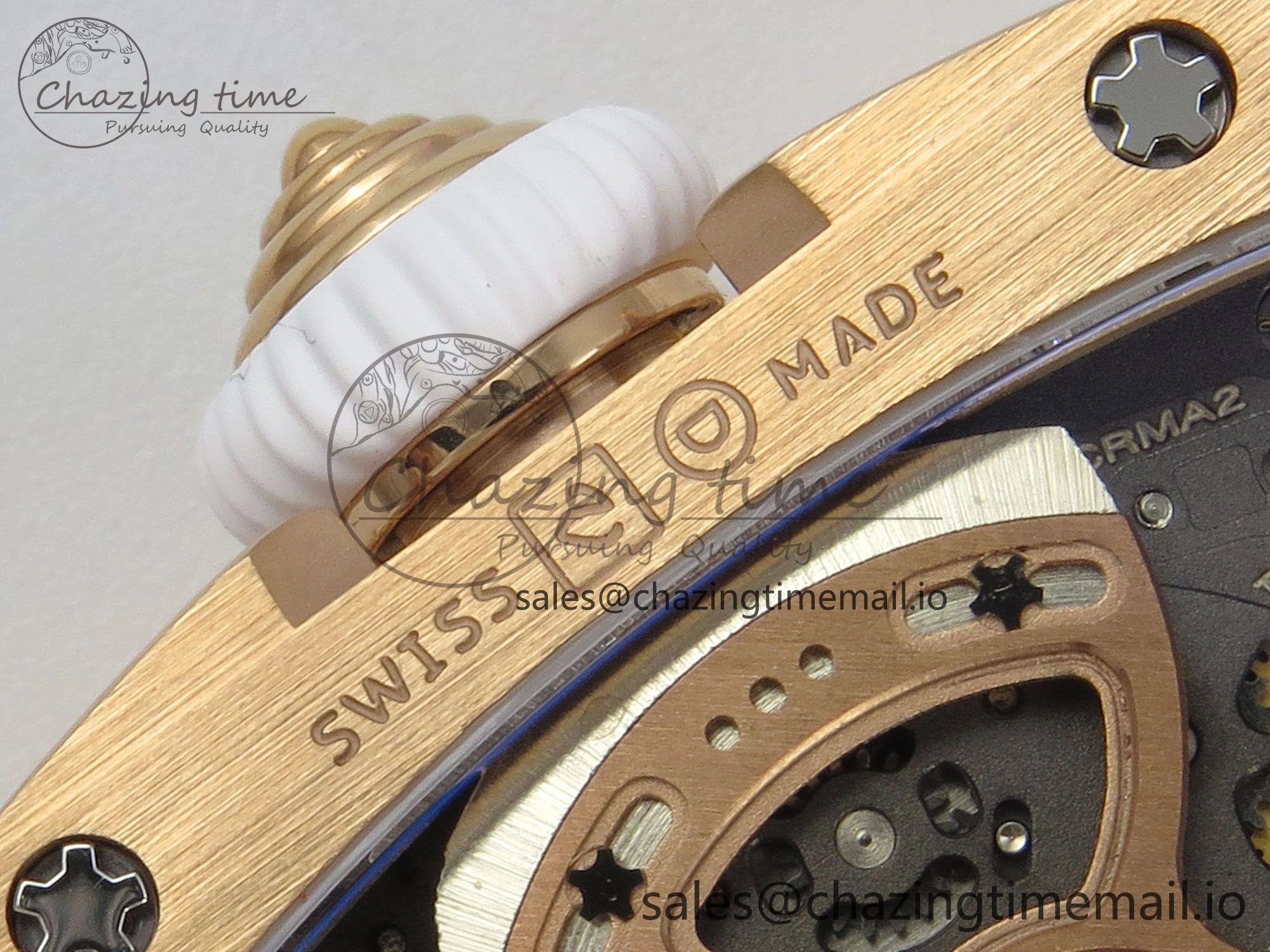 RM07 Ladies Snow Diamonds RG ZF 1:1 Best Edition White Dial on White Rubber Strap CRMA2 Clone
