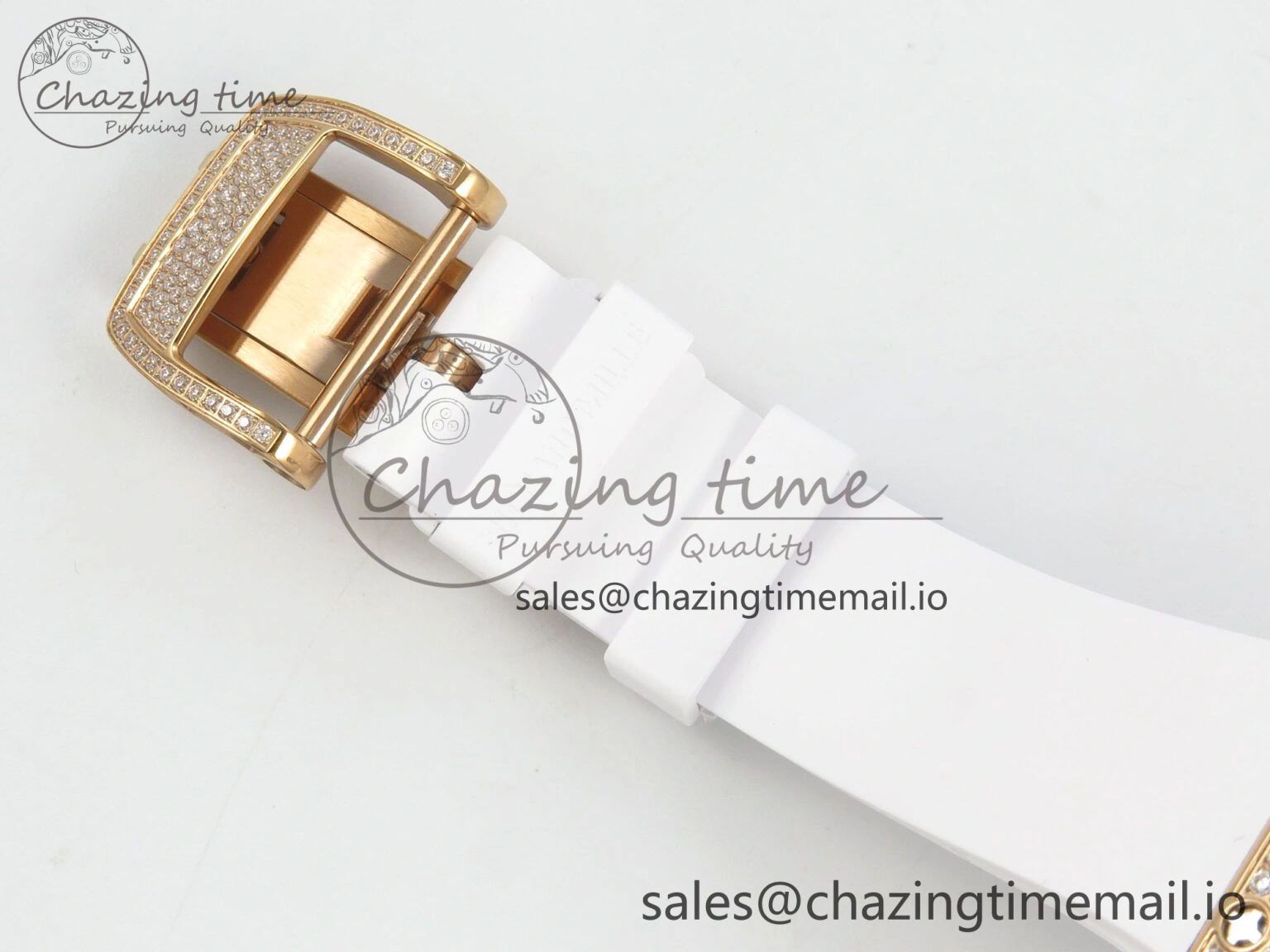 RM07 Ladies Snow Diamonds RG ZF 1:1 Best Edition White Dial on White Rubber Strap CRMA2 Clone