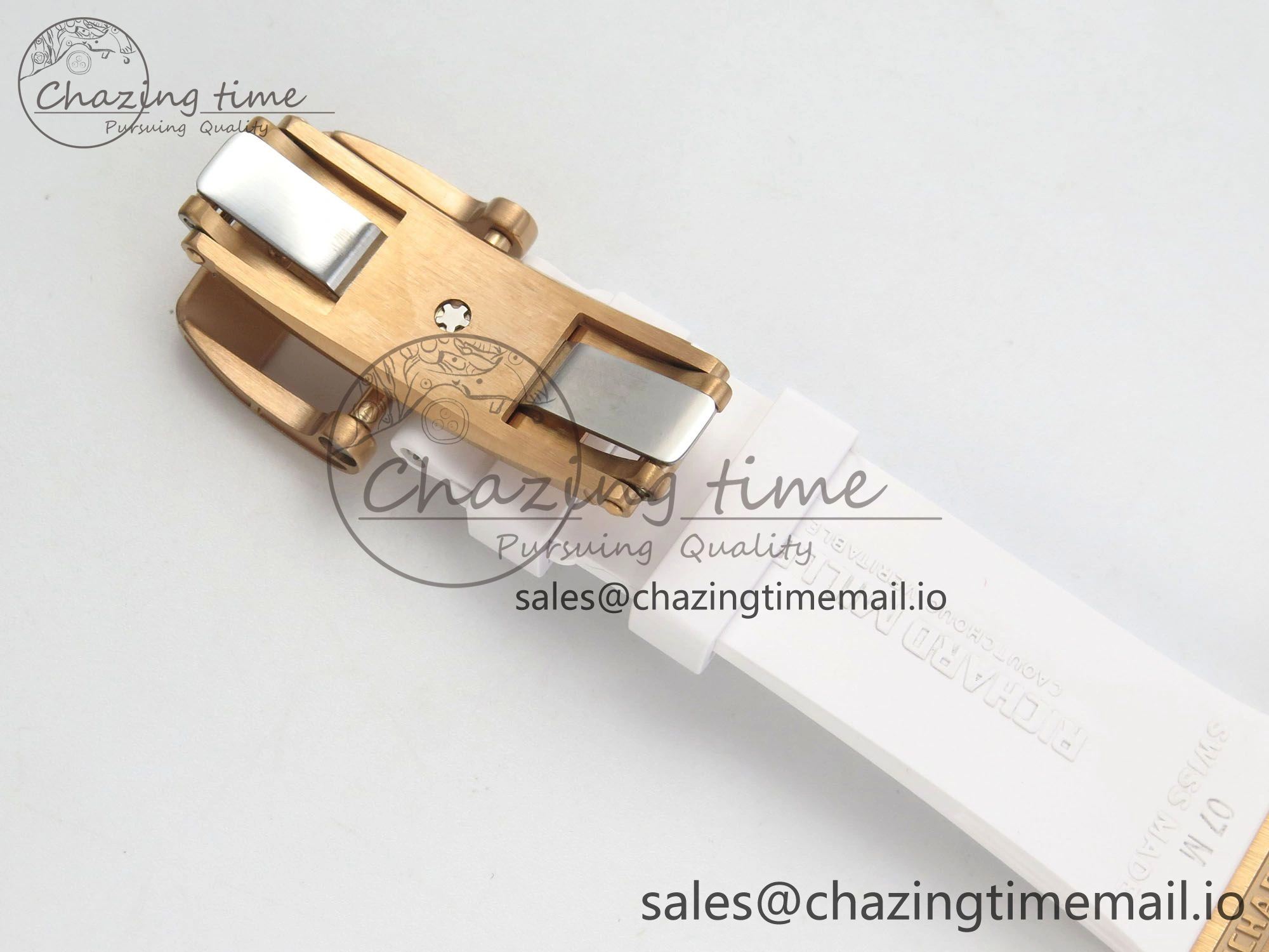 RM07 Ladies Snow Diamonds RG ZF 1:1 Best Edition White Dial on White Rubber Strap CRMA2 Clone