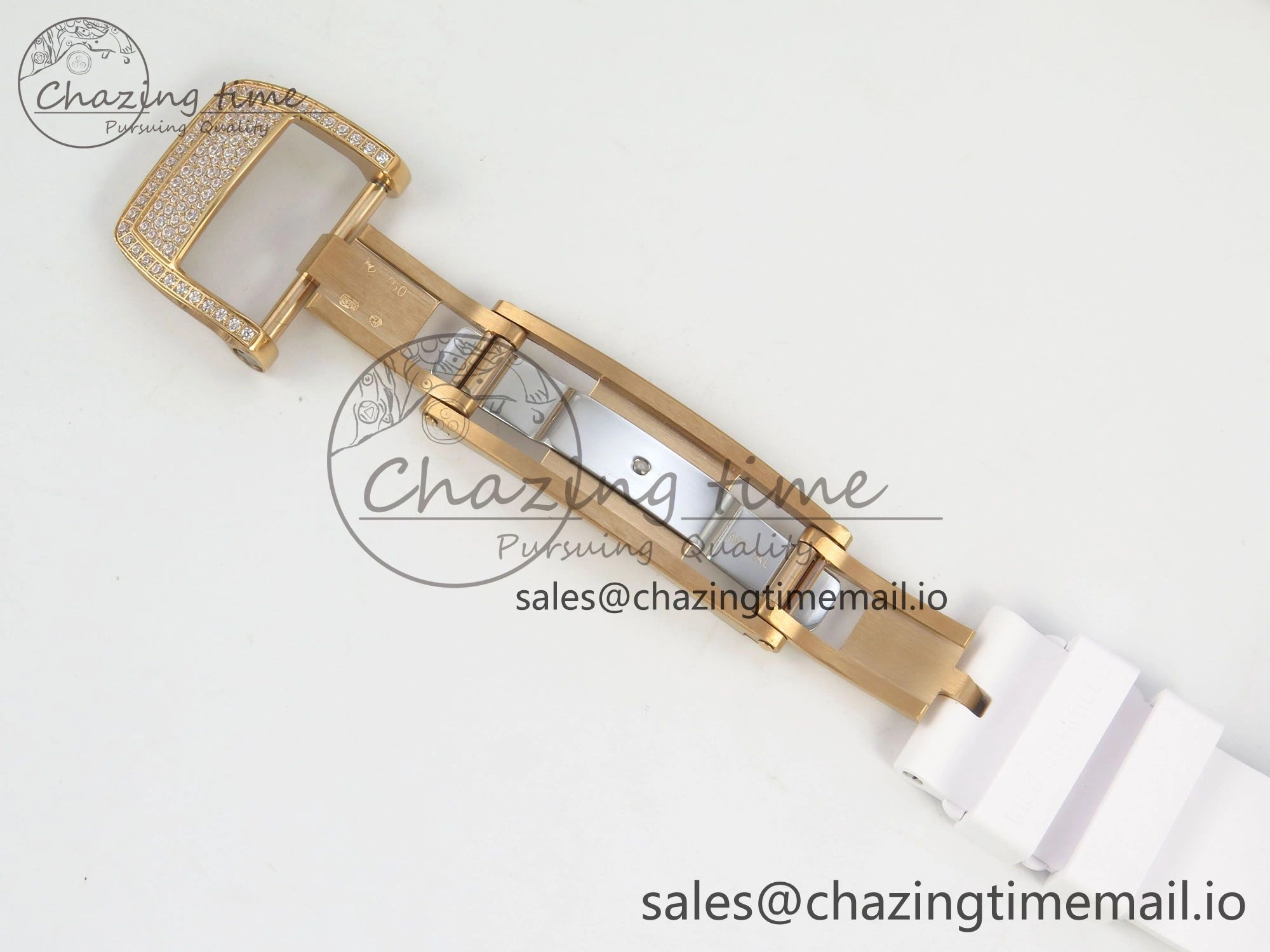 RM07 Ladies Snow Diamonds RG ZF 1:1 Best Edition White Dial on White Rubber Strap CRMA2 Clone