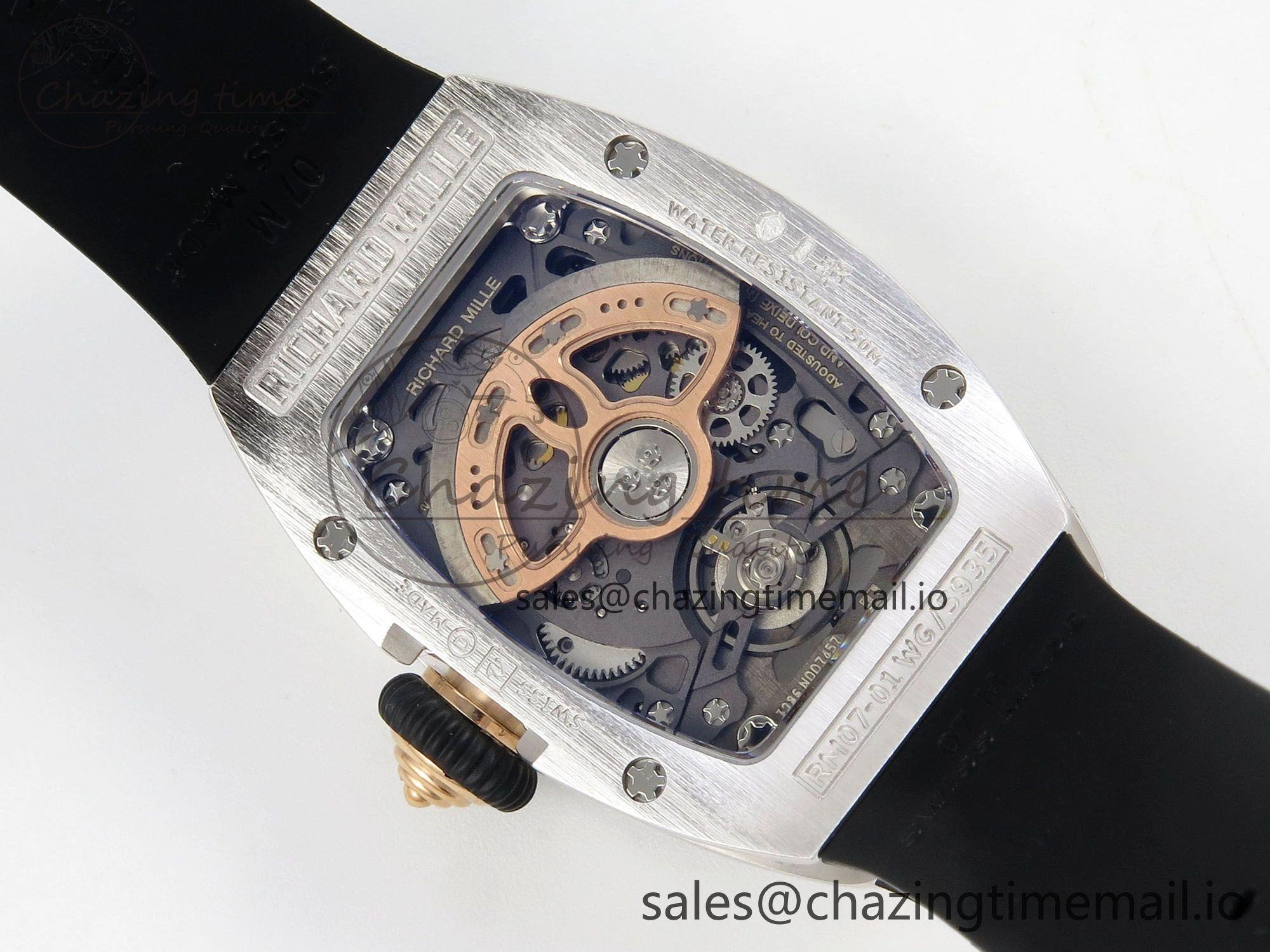 RM07 Ladies Snow Diamonds SS ZF 1:1 Best Edition Black Dial on Black Rubber Strap CRMA2 Clone