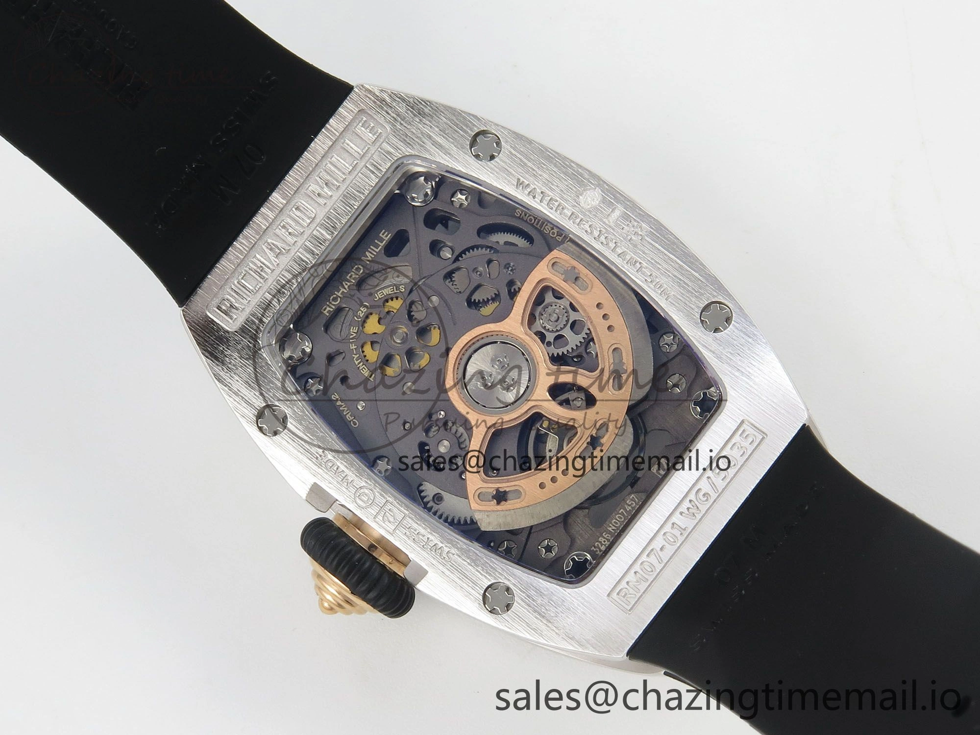RM07 Ladies Snow Diamonds SS ZF 1:1 Best Edition Black Dial on Black Rubber Strap CRMA2 Clone