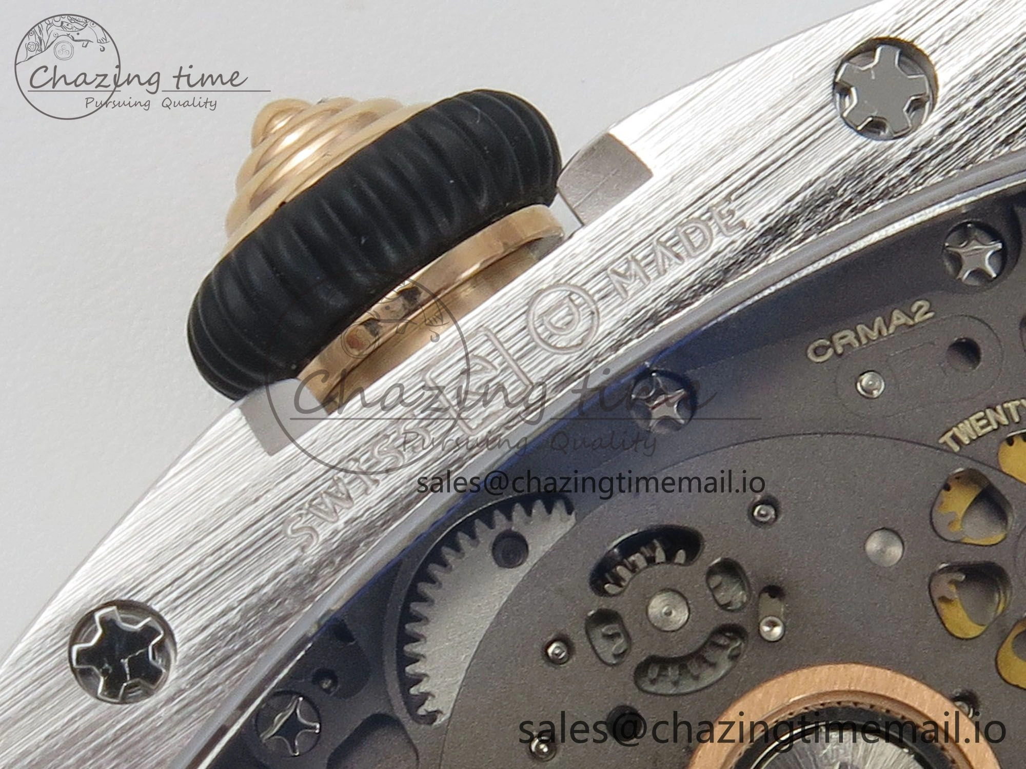 RM07 Ladies Snow Diamonds SS ZF 1:1 Best Edition Black Dial on Black Rubber Strap CRMA2 Clone