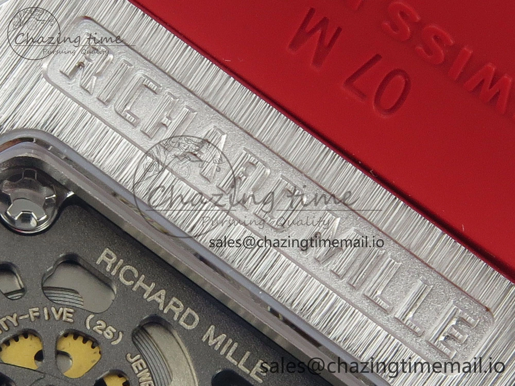RM07 Ladies Snow Diamonds SS ZF 1:1 Best Edition Red Dial on Red Rubber Strap CRMA2 Clone