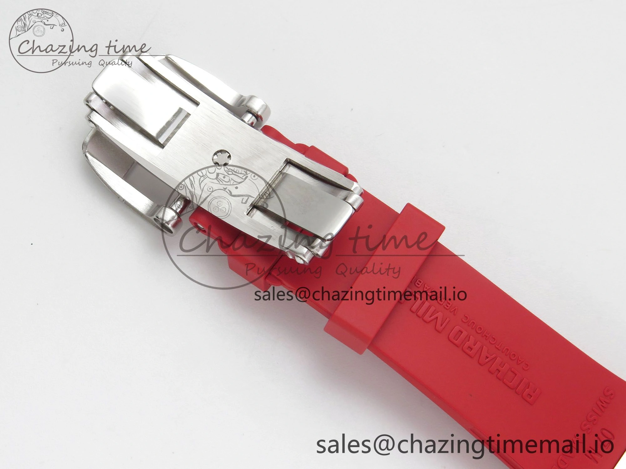 RM07 Ladies Snow Diamonds SS ZF 1:1 Best Edition Red Dial on Red Rubber Strap CRMA2 Clone