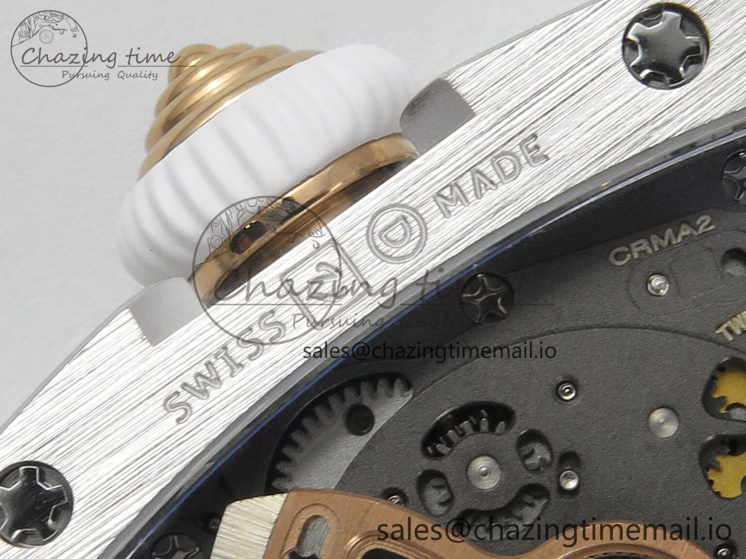 RM07 Ladies Snow Diamonds SS ZF 1:1 Best Edition White Dial on White Rubber Strap CRMA2 Clone