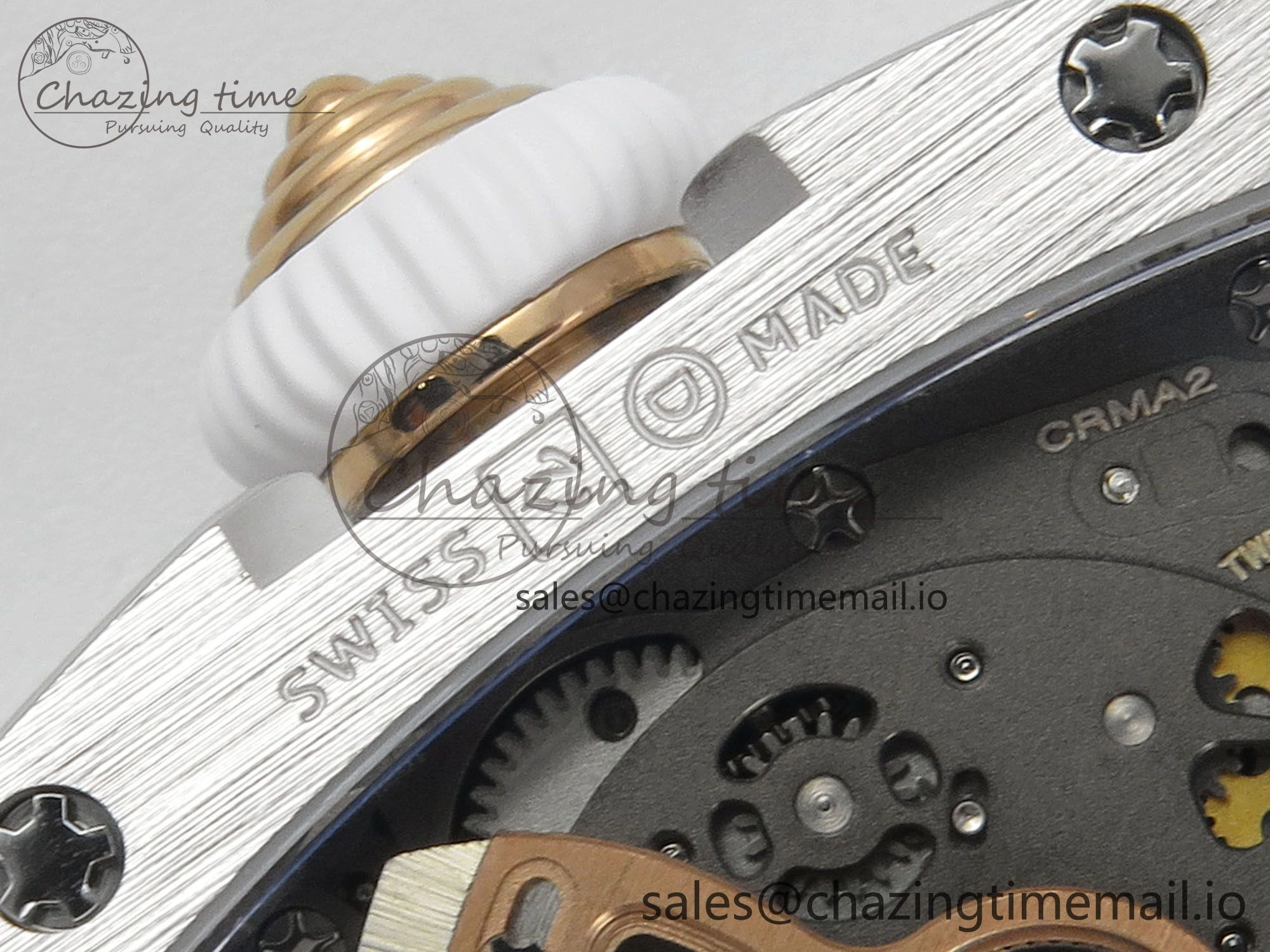 RM07 Ladies Snow Diamonds SS ZF 1:1 Best Edition White Dial on White Rubber Strap CRMA2 Clone