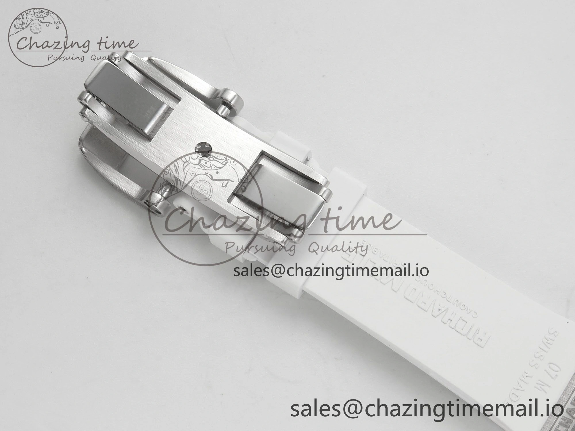 RM07 Ladies Snow Diamonds SS ZF 1:1 Best Edition White Dial on White Rubber Strap CRMA2 Clone