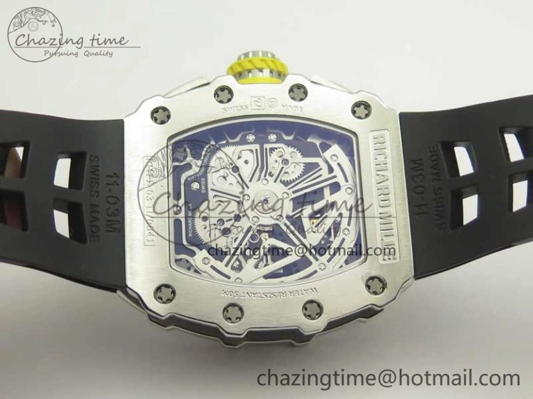 RM11-03 SS KVF 1:1 Best Edition Crystal Skeleton Dial on Racing Rubber Strap A7750