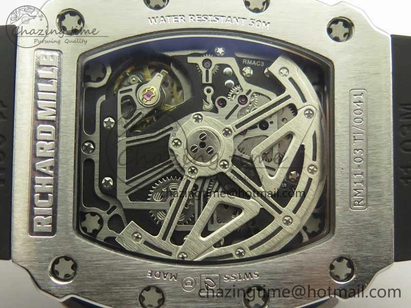 RM11-03 SS KVF 1:1 Best Edition Crystal Skeleton Dial on Racing Rubber Strap A7750