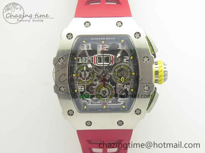 RM11-03 SS KVF 1:1 Best Edition Crystal Skeleton Dial on Racing Rubber Strap A7750