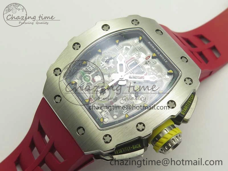 RM11-03 SS KVF 1:1 Best Edition Crystal Skeleton Dial on Racing Rubber Strap A7750