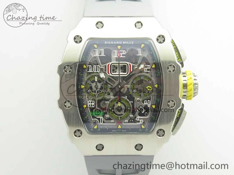 RM11-03 SS KVF 1:1 Best Edition Crystal Skeleton Dial on Racing Rubber Strap A7750