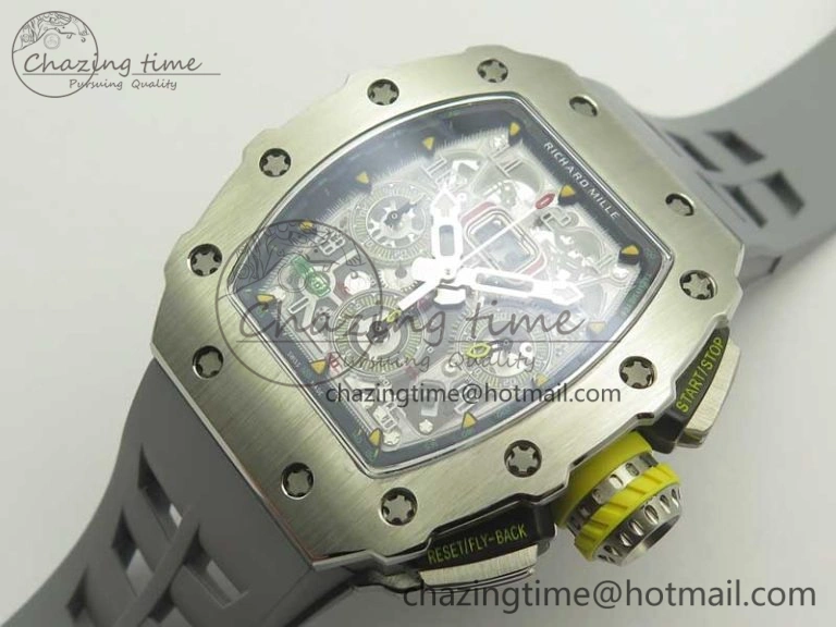 RM11-03 SS KVF 1:1 Best Edition Crystal Skeleton Dial on Racing Rubber Strap A7750