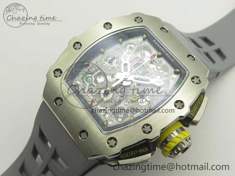 RM11-03 SS KVF 1:1 Best Edition Crystal Skeleton Dial on Racing Rubber Strap A7750