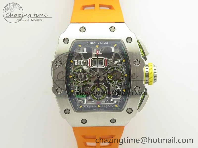 RM11-03 SS KVF 1:1 Best Edition Crystal Skeleton Dial on Racing Rubber Strap A7750