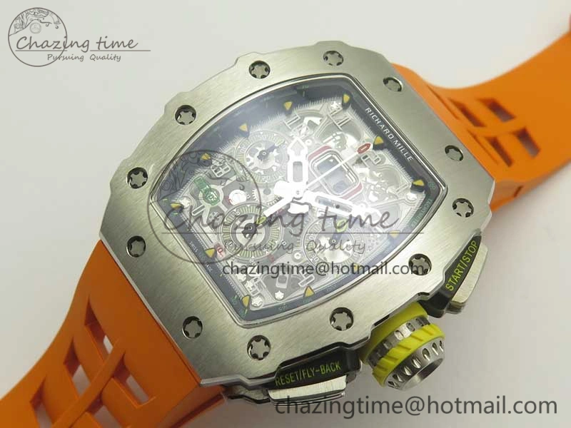 RM11-03 SS KVF 1:1 Best Edition Crystal Skeleton Dial on Racing Rubber Strap A7750