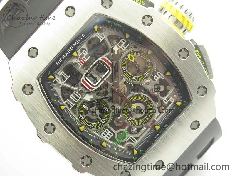 RM11-03 SS KVF 1:1 Best Edition Crystal Skeleton Dial on Racing Rubber Strap A7750