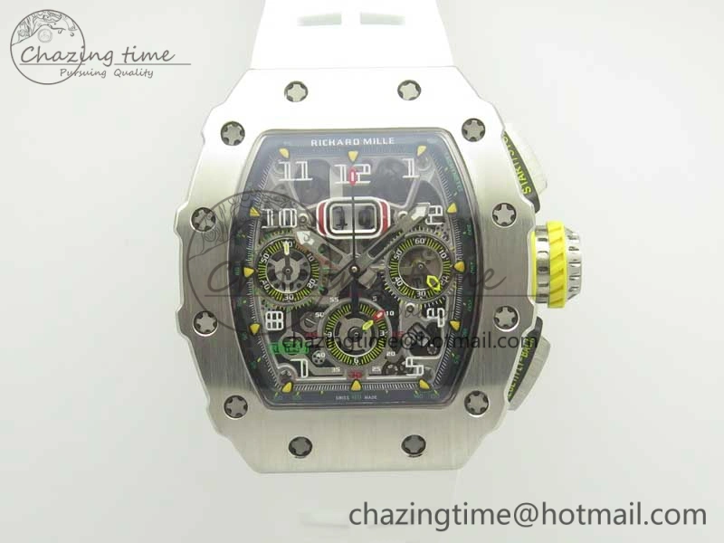 RM11-03 SS KVF 1:1 Best Edition Crystal Skeleton Dial on Racing Rubber Strap A7750