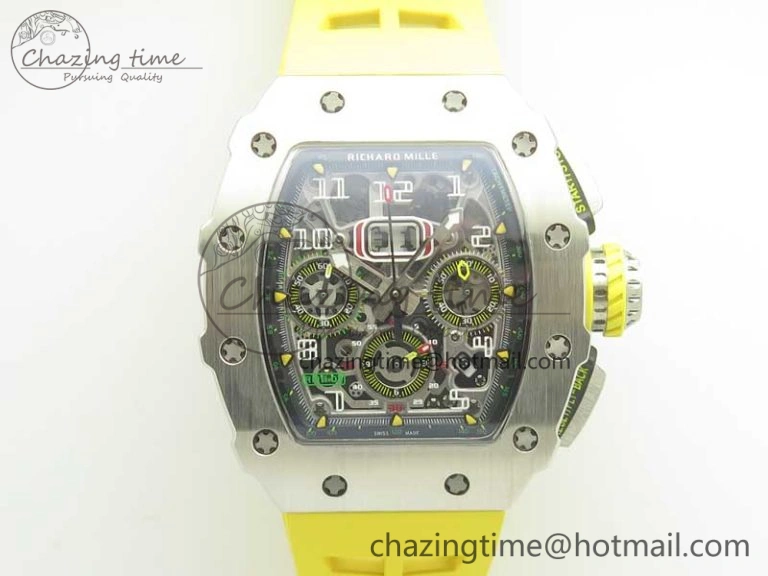 RM11-03 SS KVF 1:1 Best Edition Crystal Skeleton Dial on Racing Rubber Strap A7750